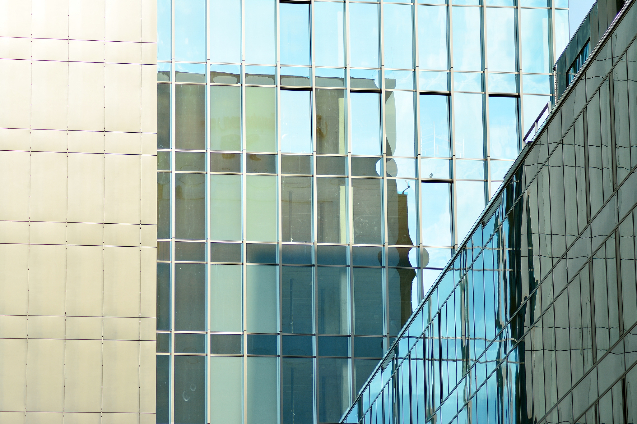 abstract fragment of contemporary architecture, walls made of gl