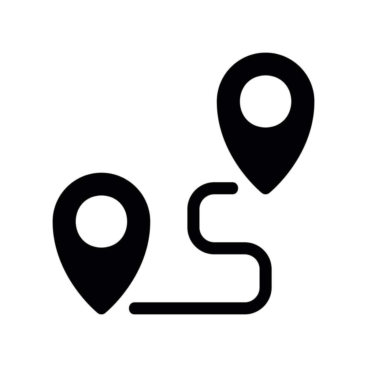 极简扁平化设计风格的现代地图路线图标,标示从出发地