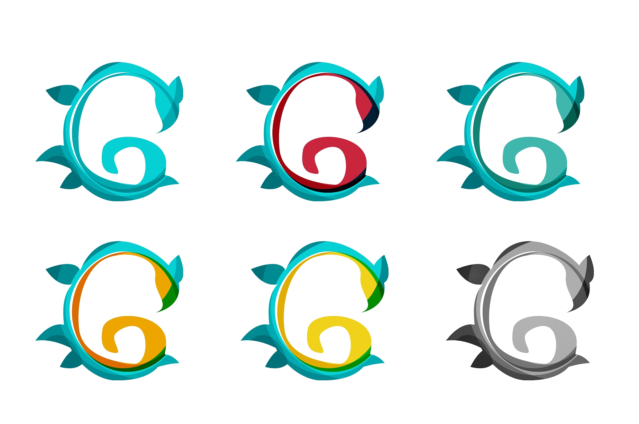 set of abstract eco plant icons business logotype