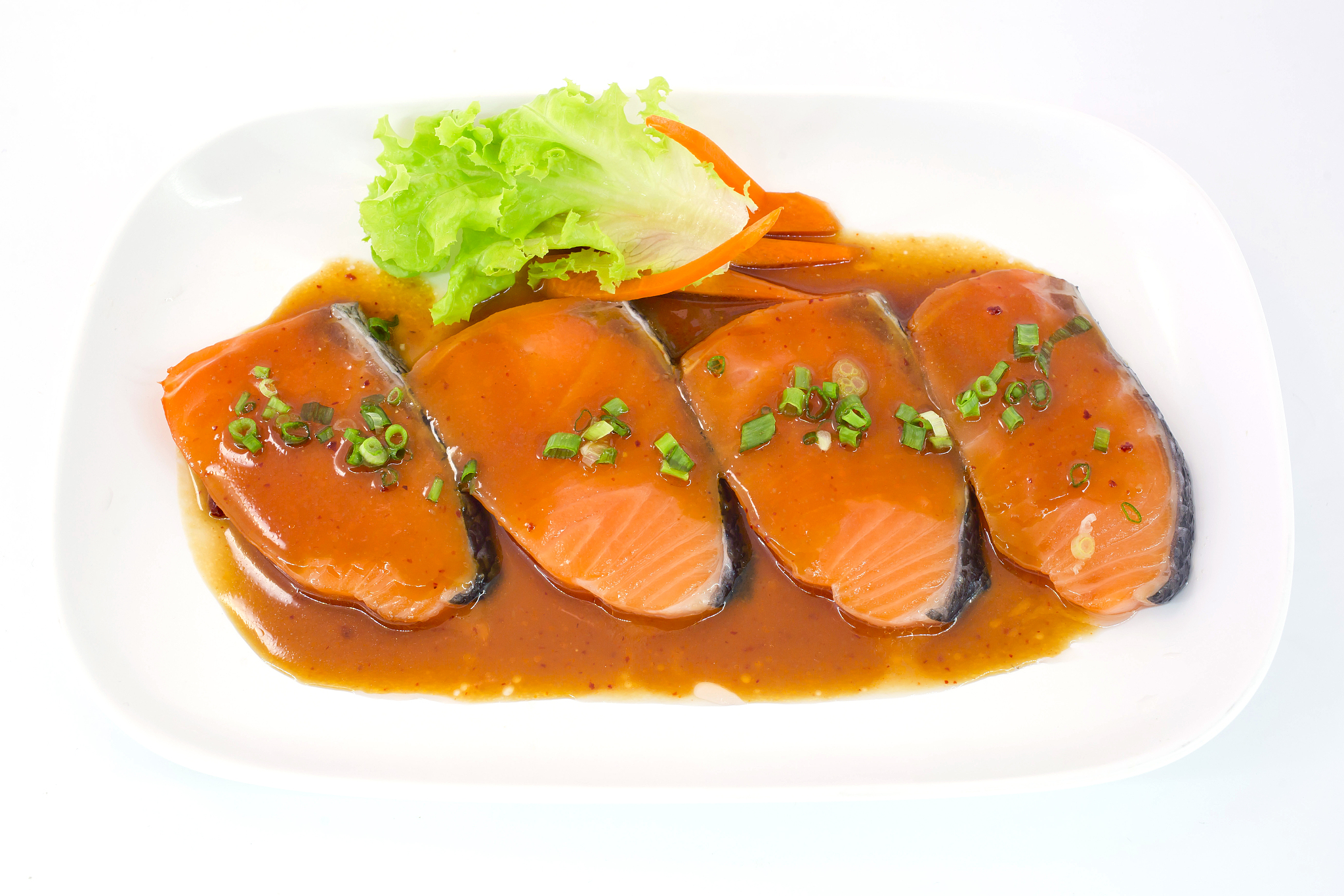 isolated slice of salmon