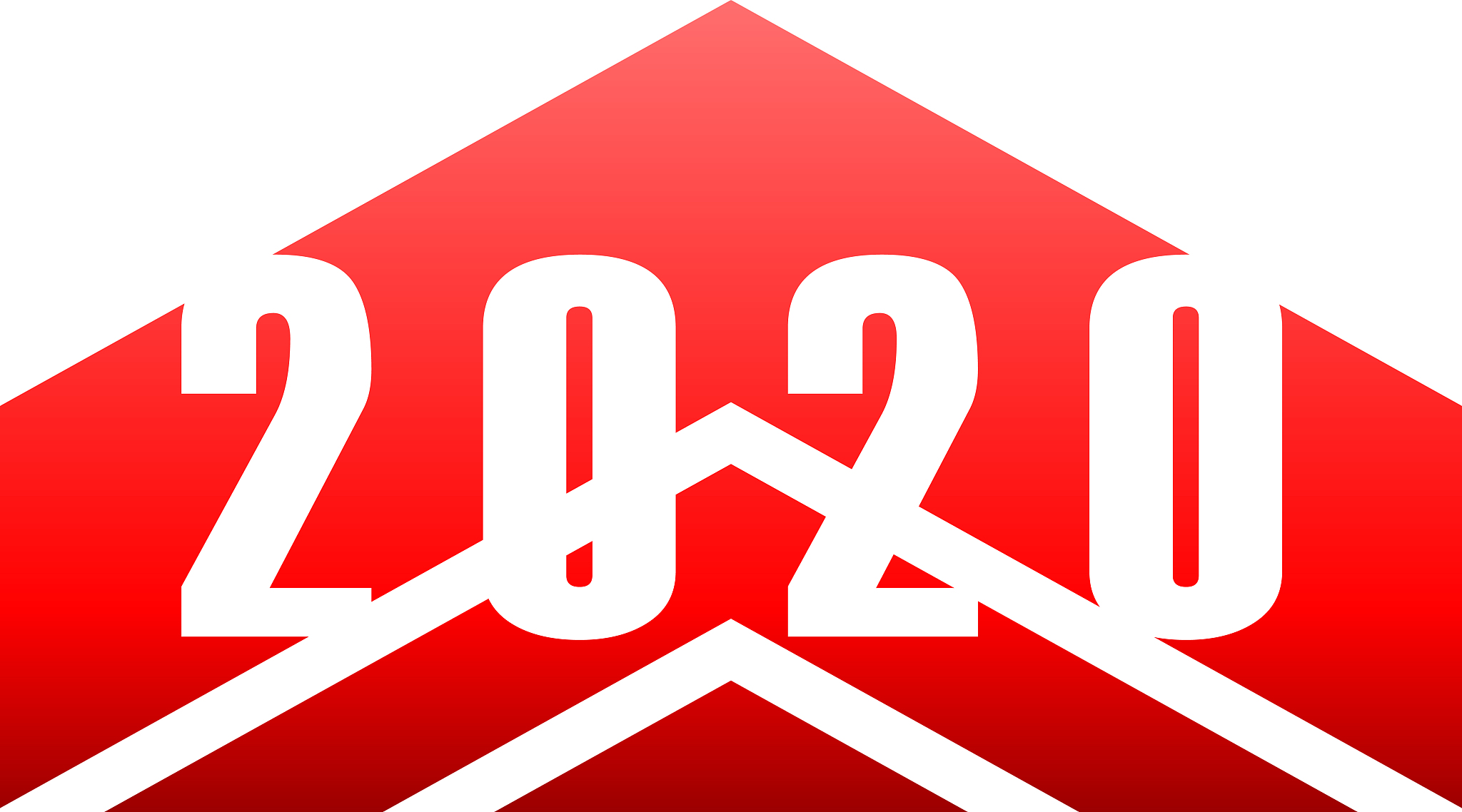 year 2020 - stripes with numbers - red simple gradient - vector