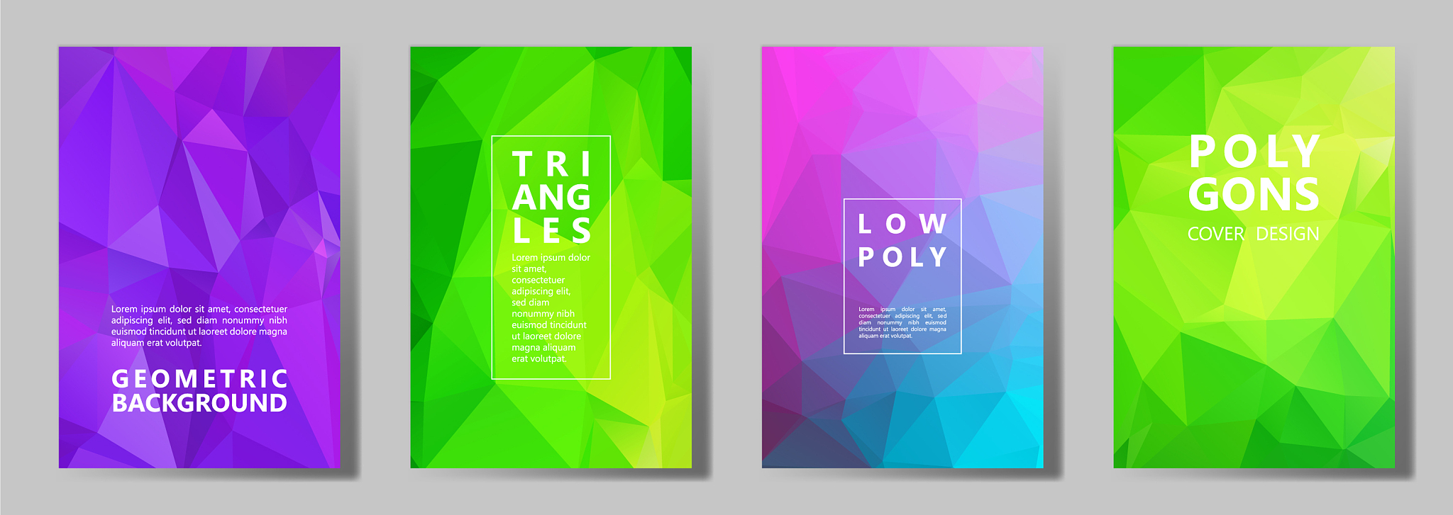 facet polygonal abstract cover pages low poly set