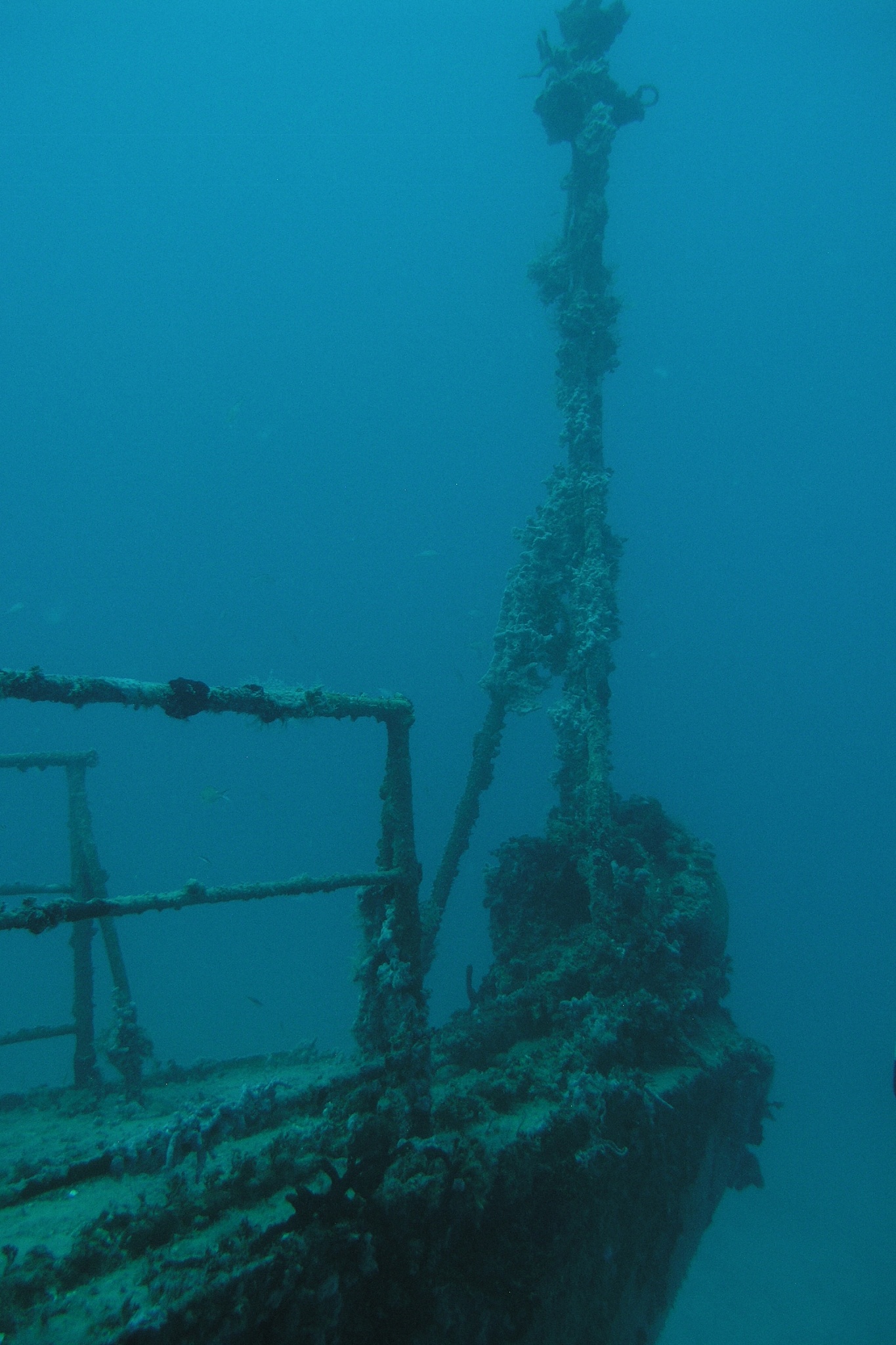 view of abandoned ship in sea