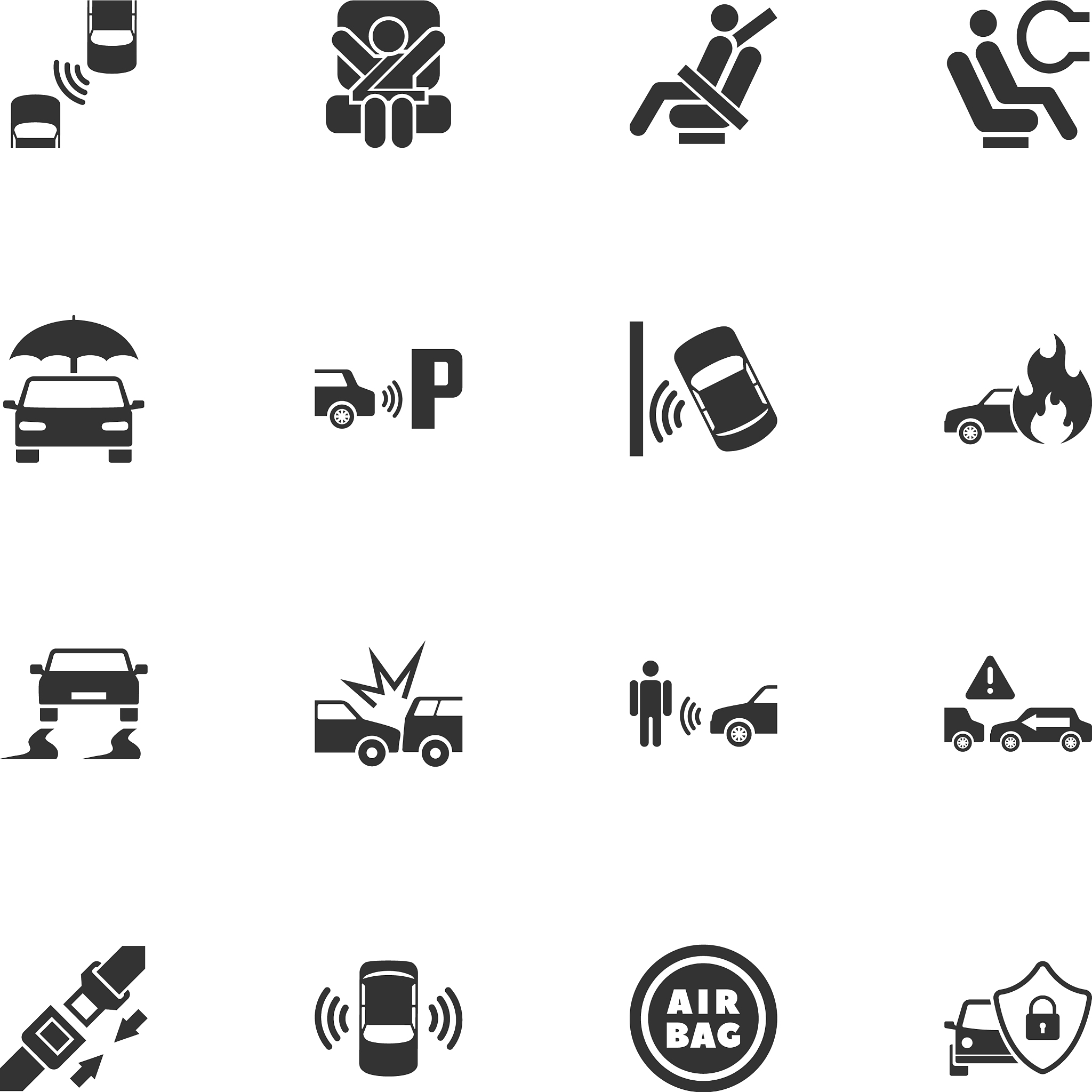 auto safety - flat icons