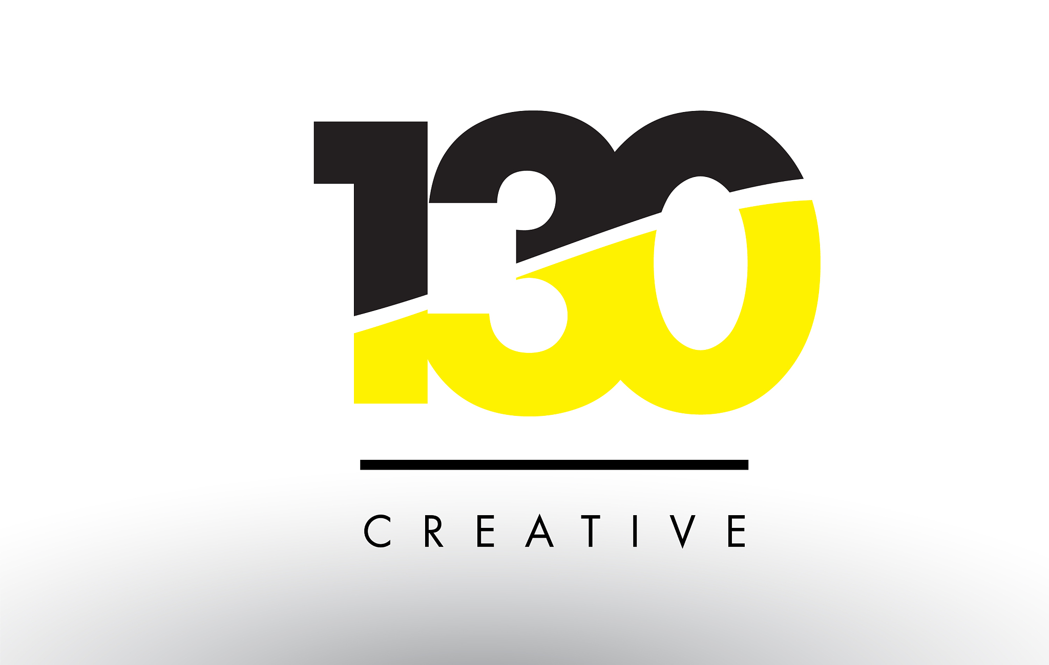 130 black and yellow number logo design