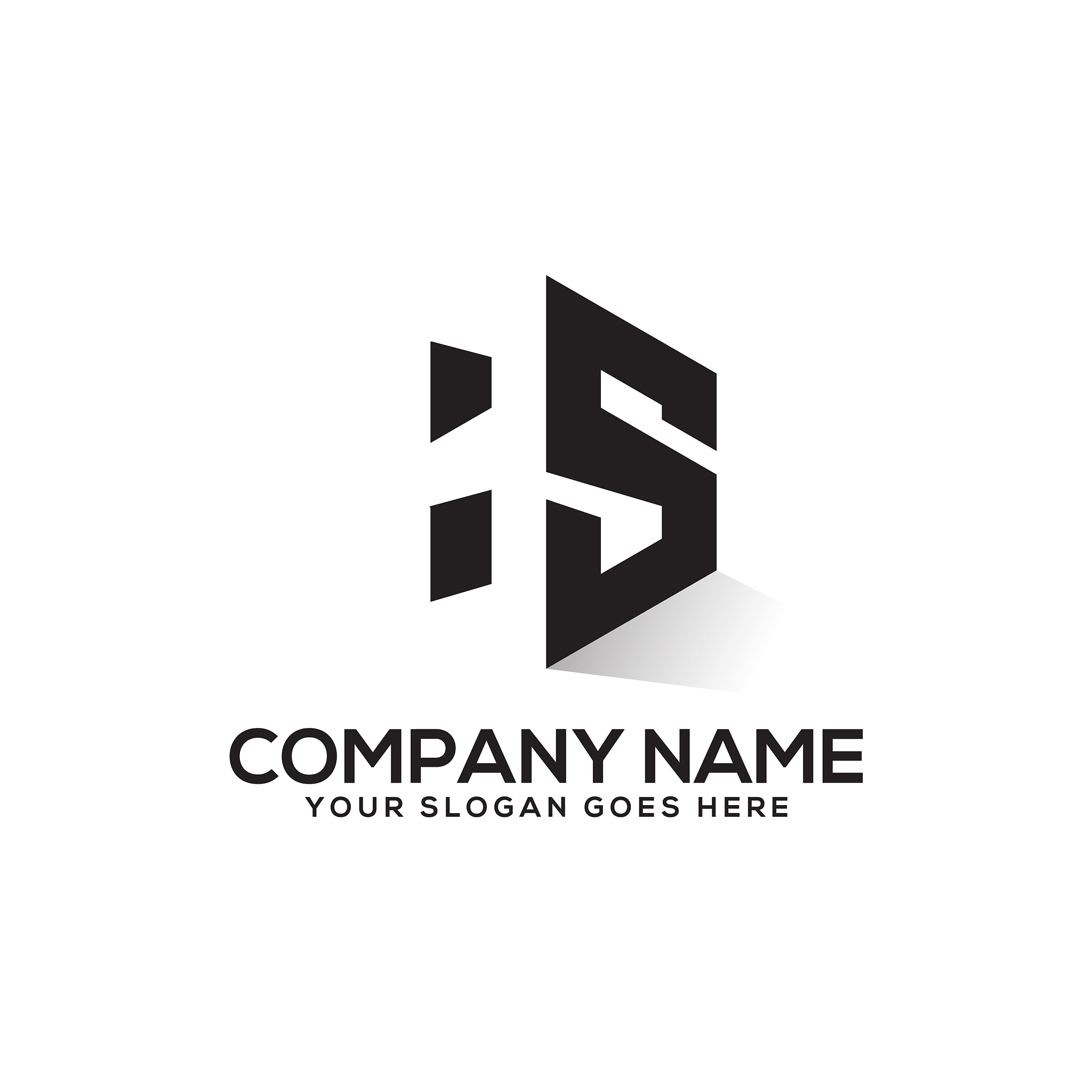 hexagonal hs initial letter logo design
