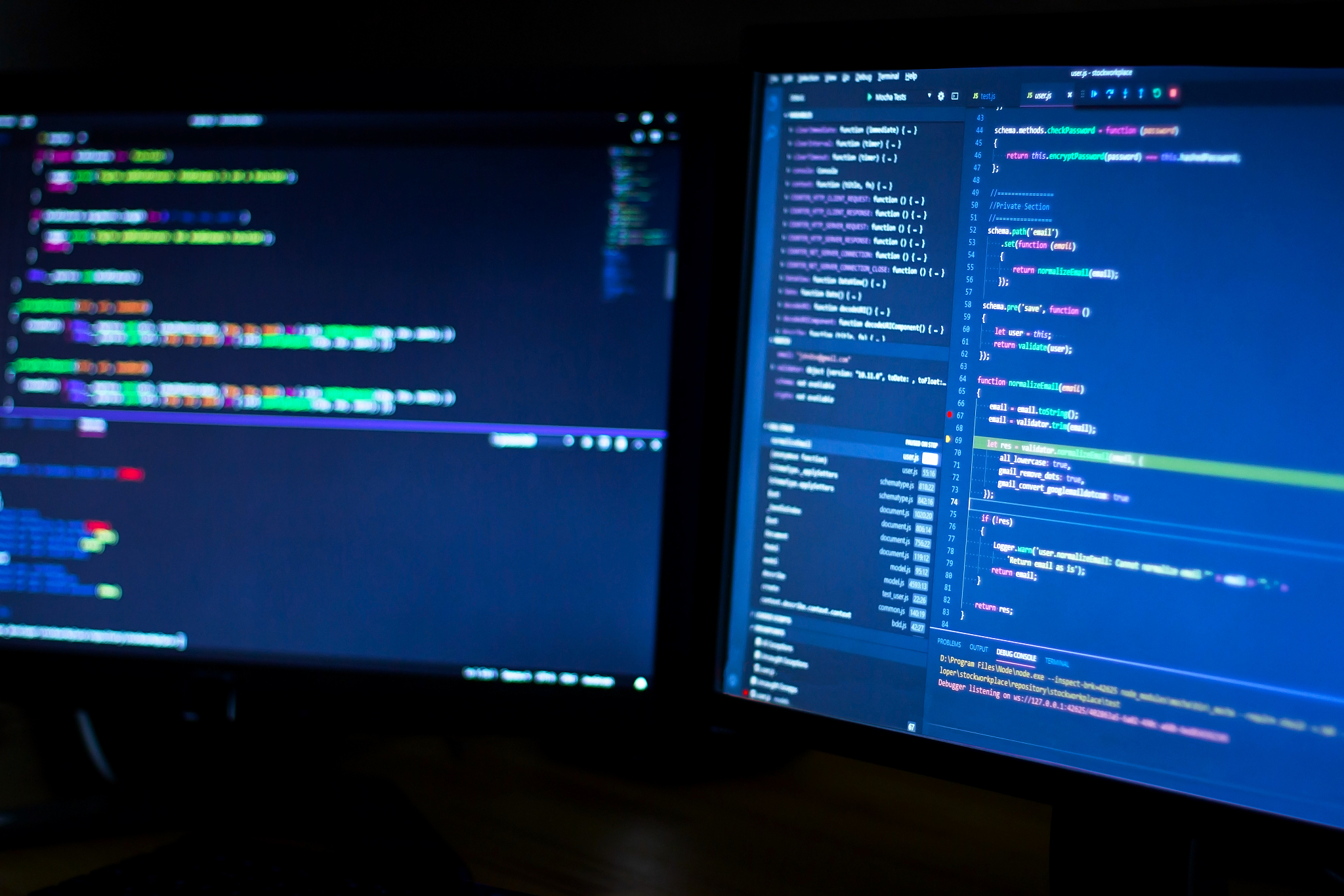 computer screens with program code