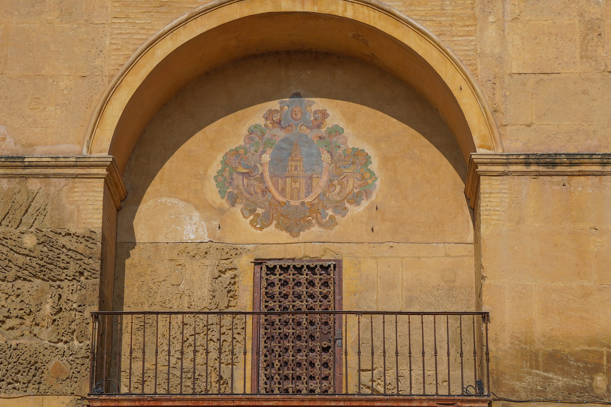 balcony and drawing on the facade of the building mosque cathedr