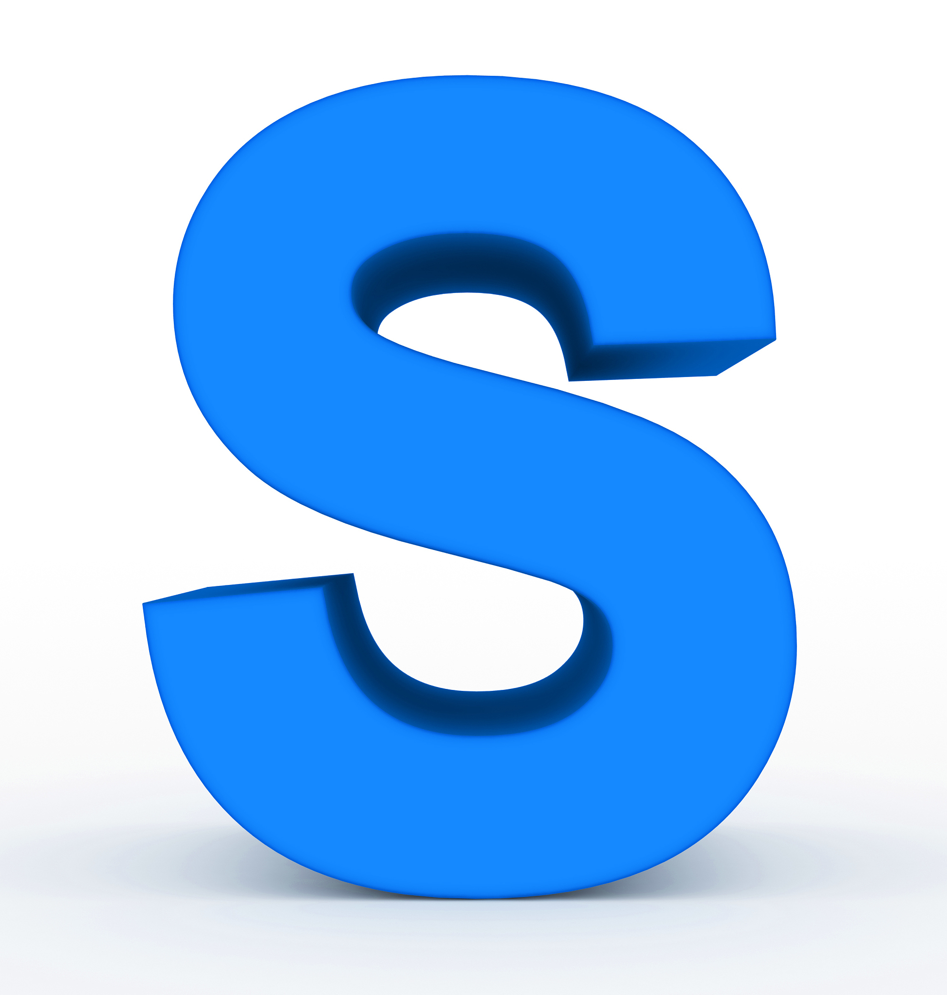 letter s 3d blue isolated on white