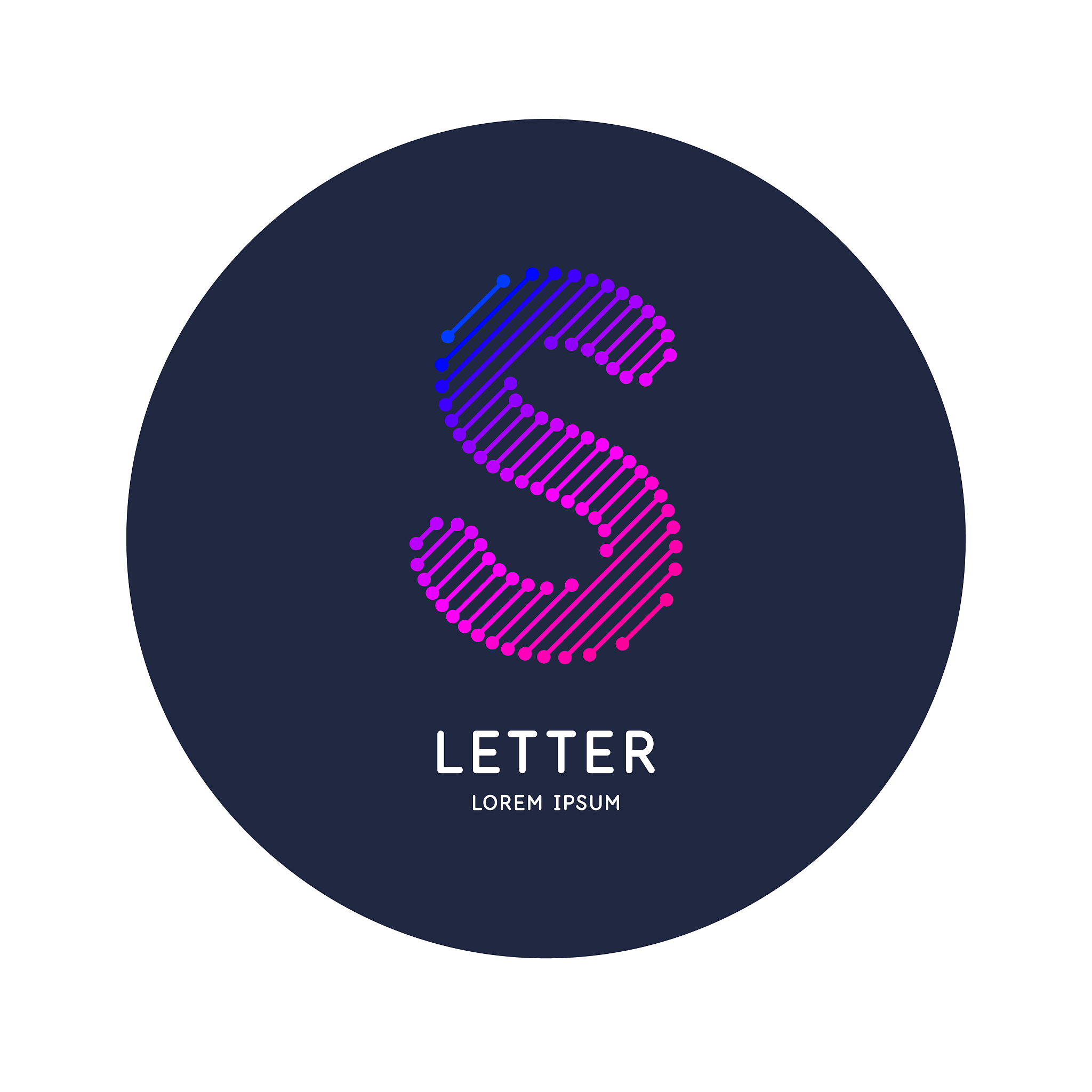 the letter s of the latin alphabet. display character in a brigh