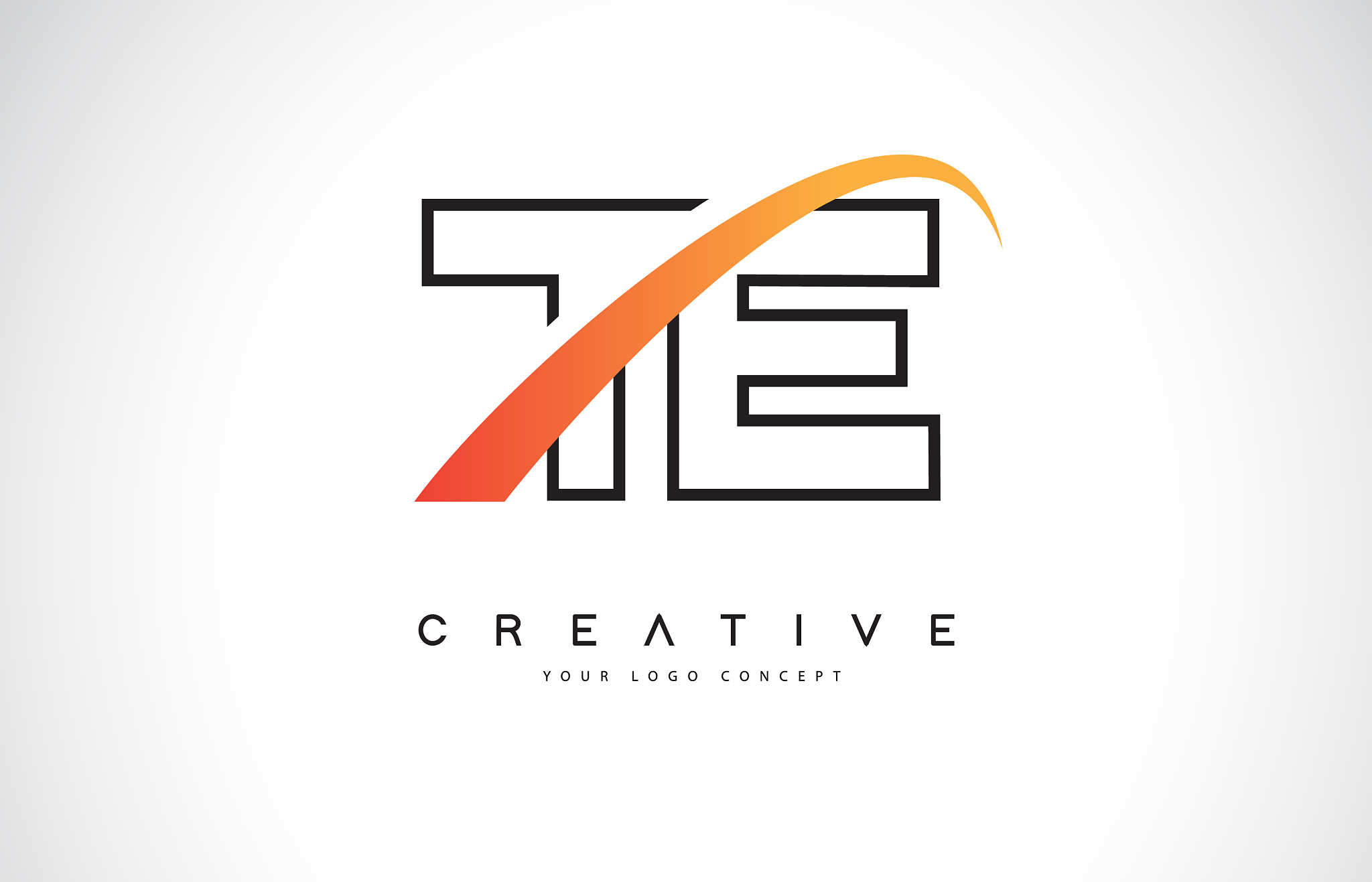 te t e swoosh letter logo design with modern