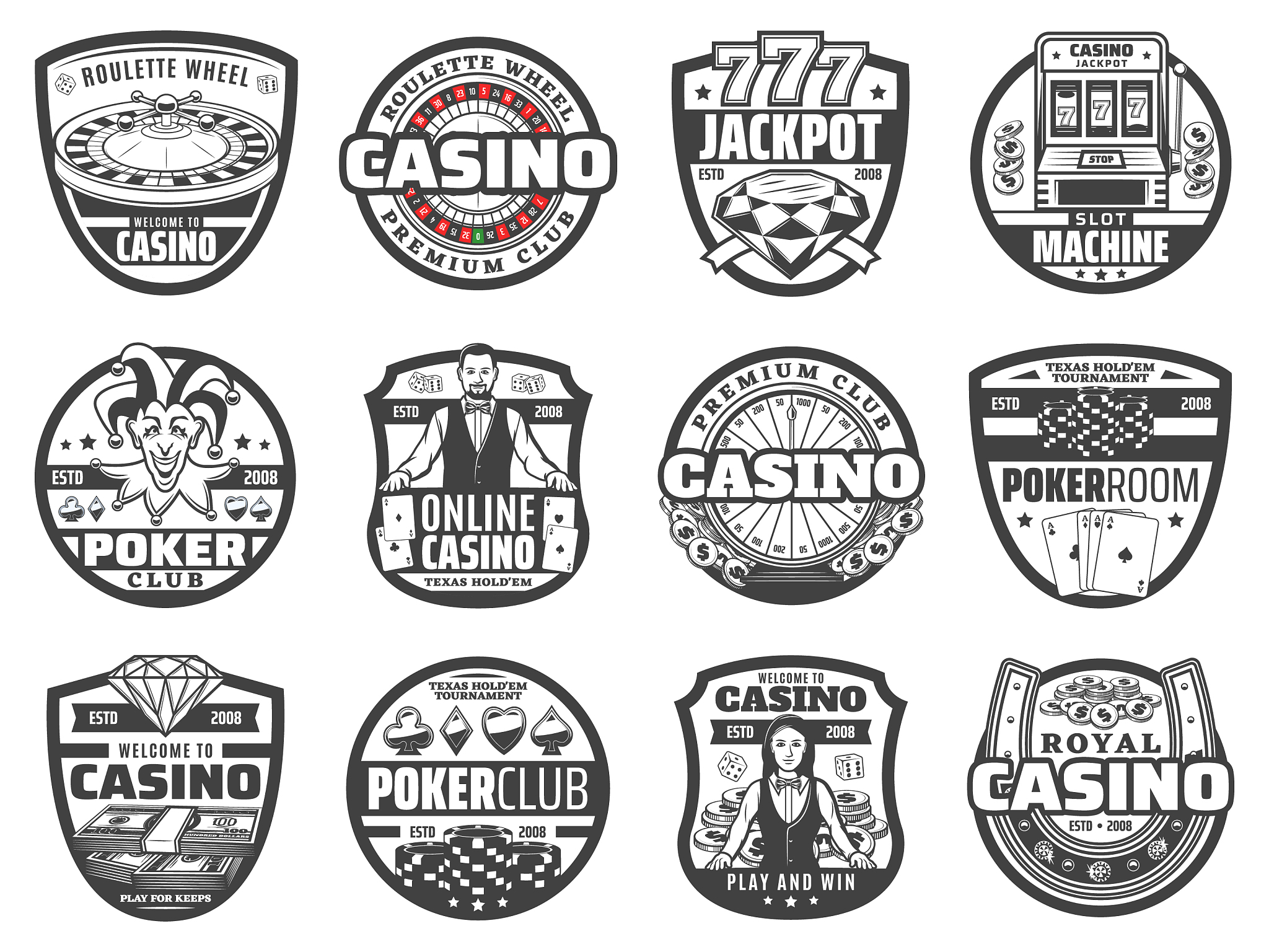 casino roulette wheels chips dice poker cards