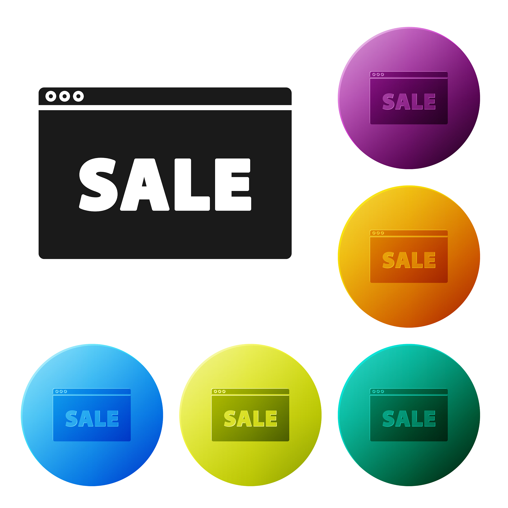 black hanging sign with text online sale icon