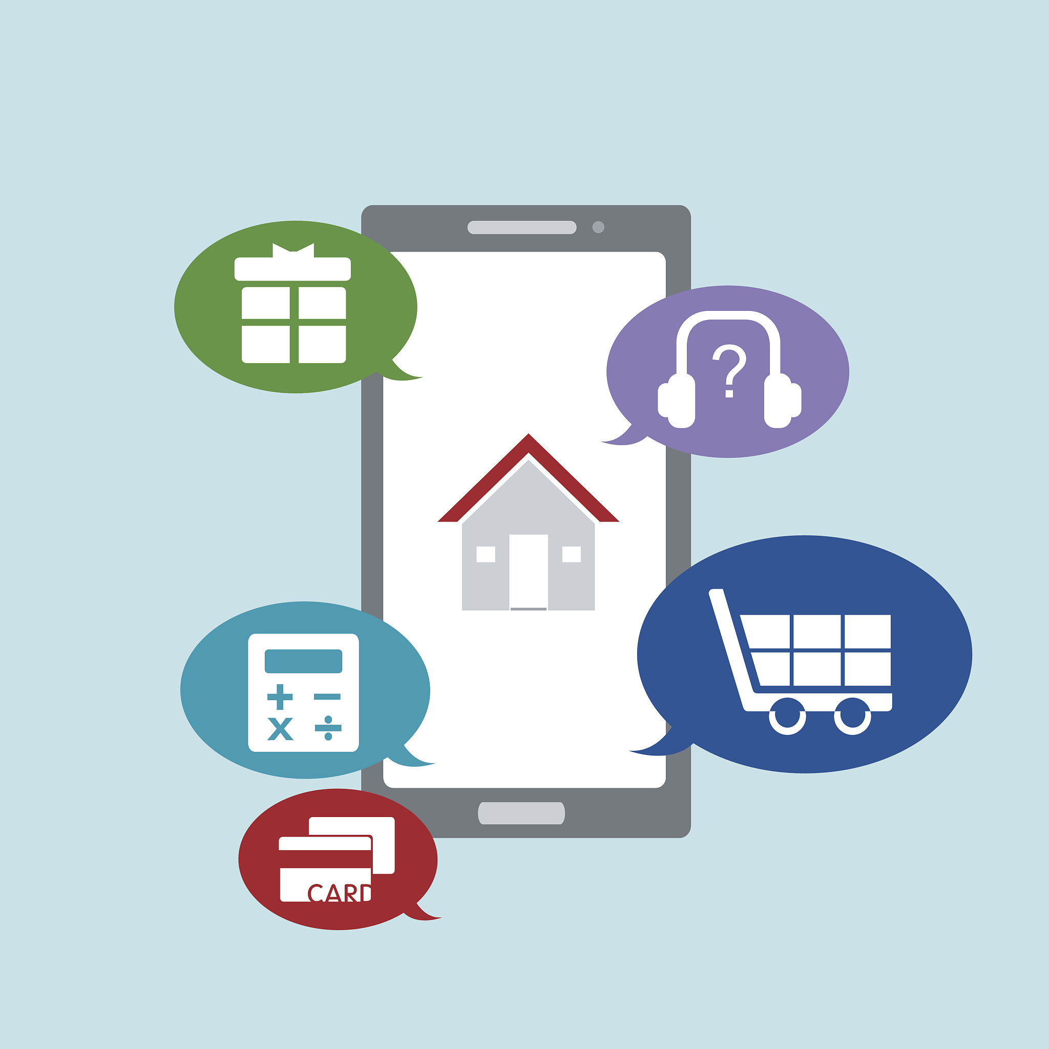 business shopping icons with smart phone