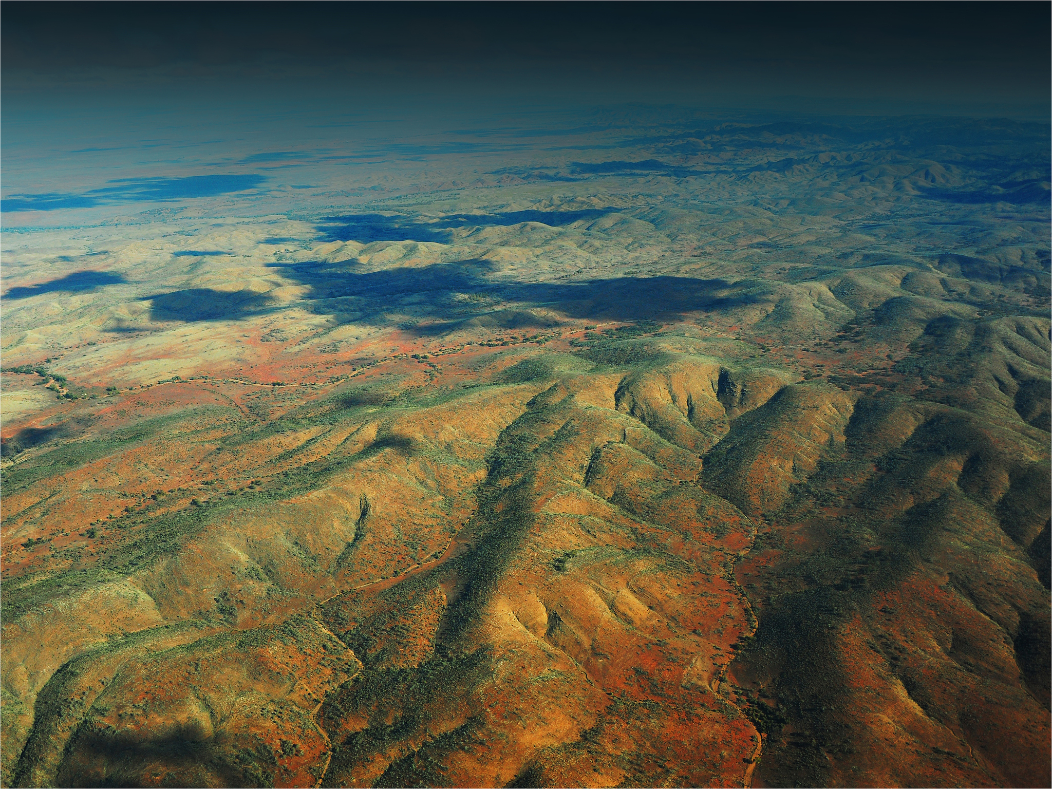 aerial landscape of the flinders ranges np near wilpena pound, s