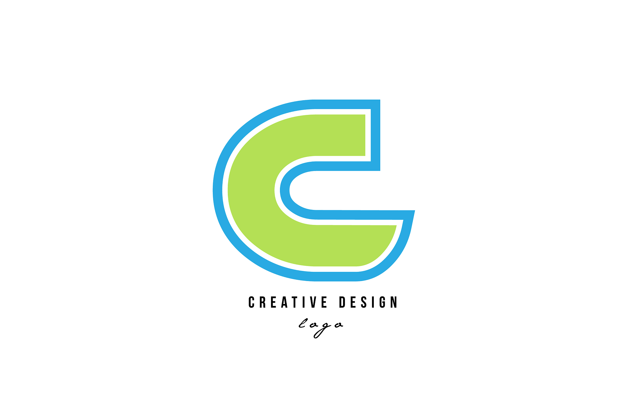 blue green alphabet letter c logo icon design