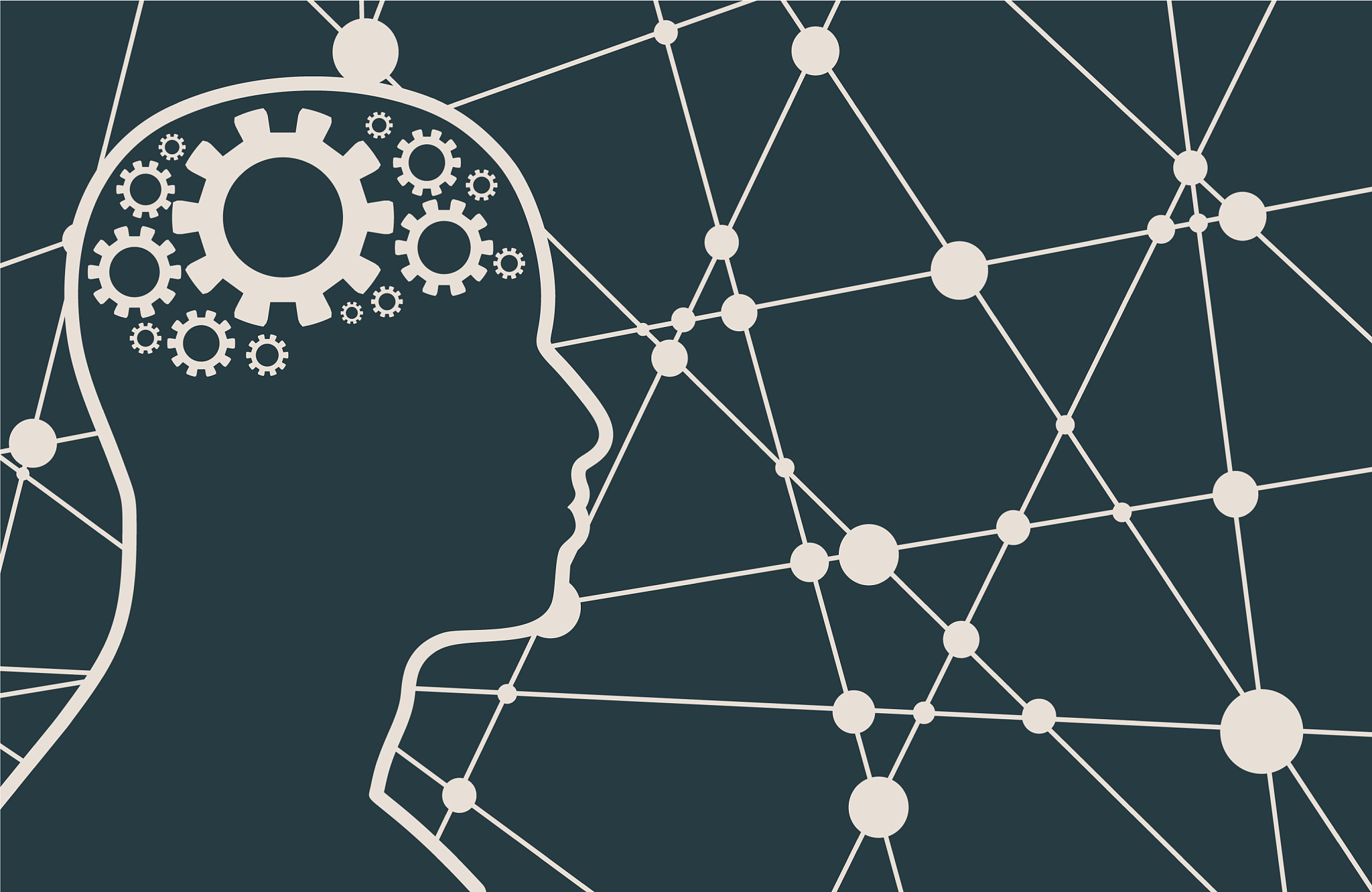 silhouette of a man head with gear