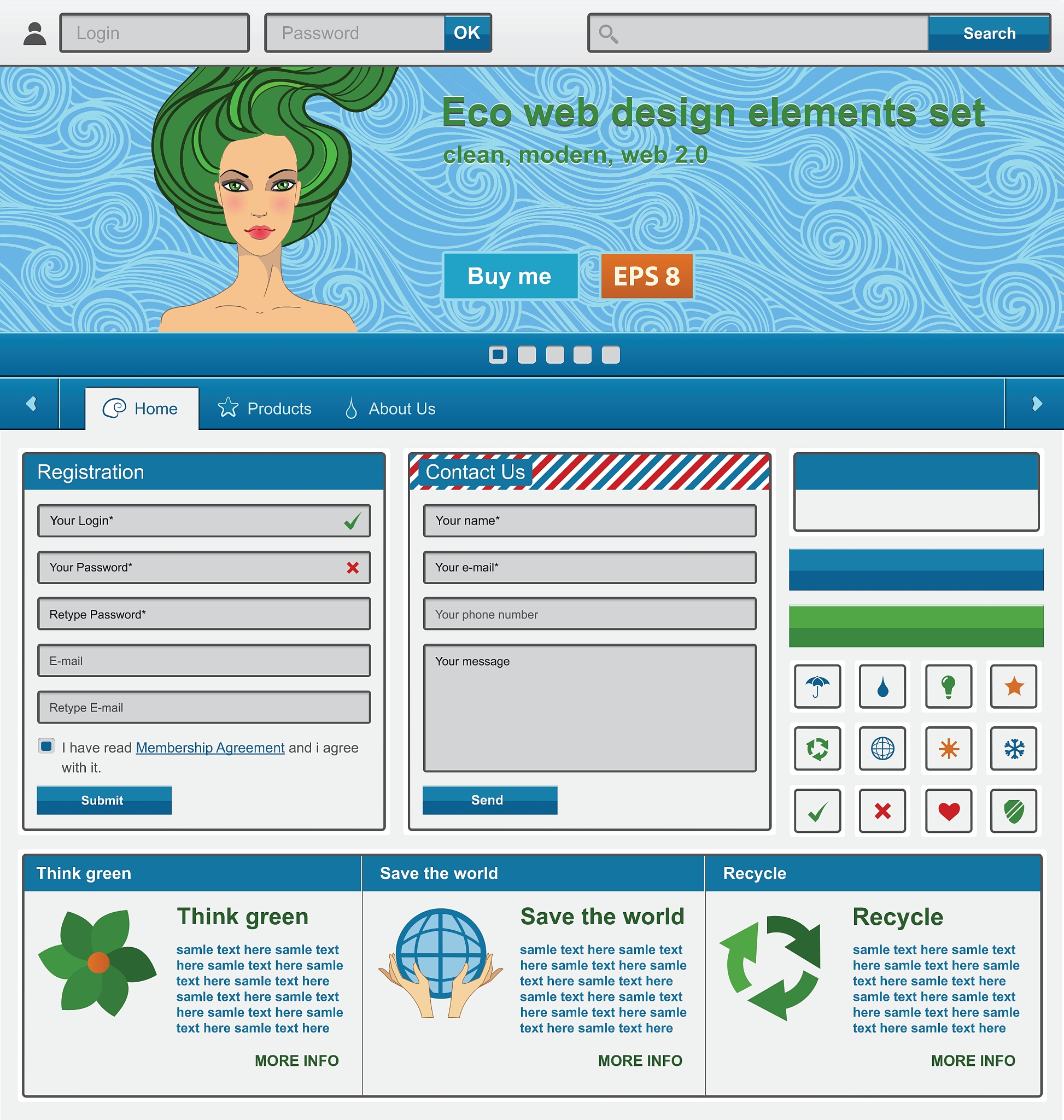 eco web design elements set