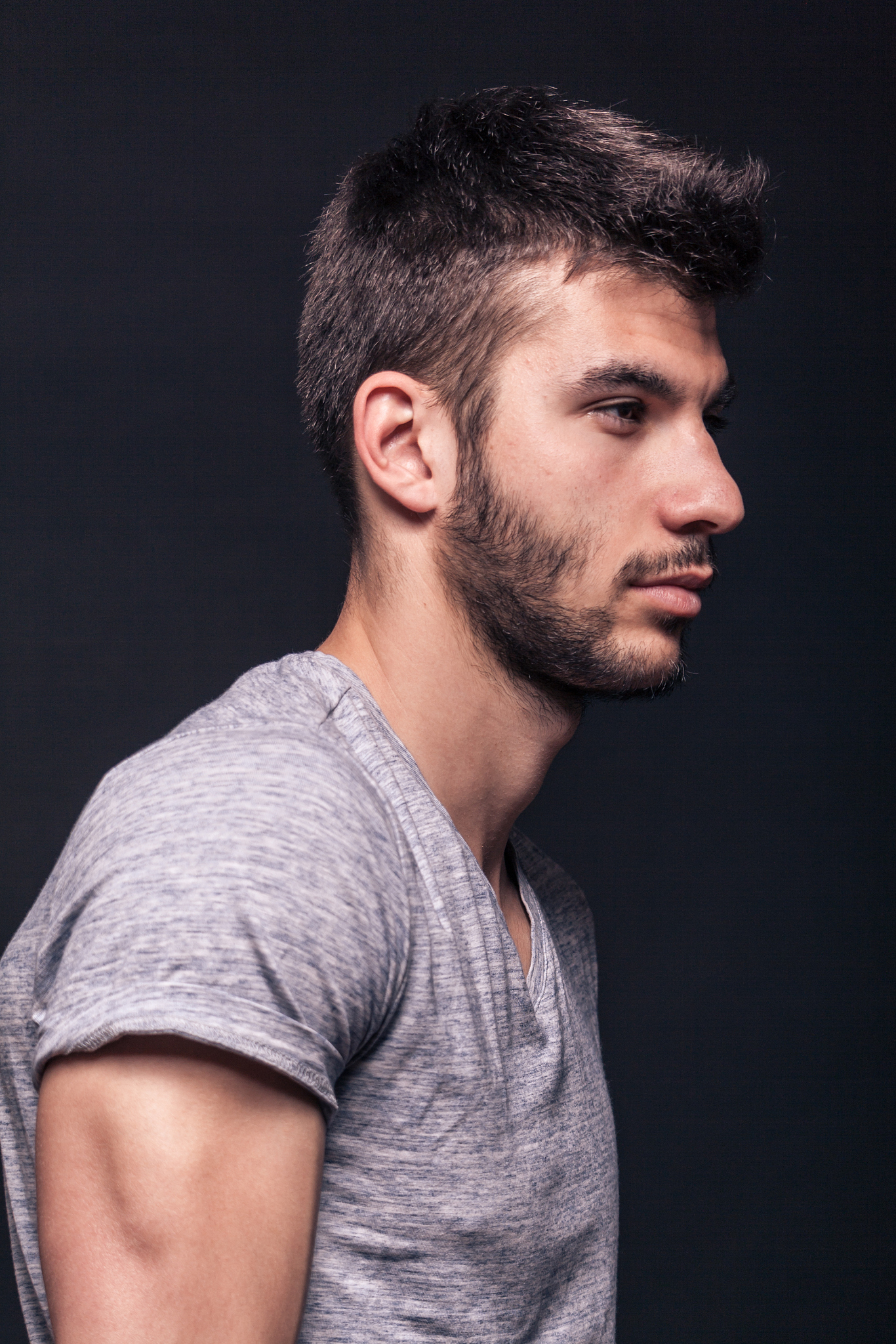handsome man portrait, side view
