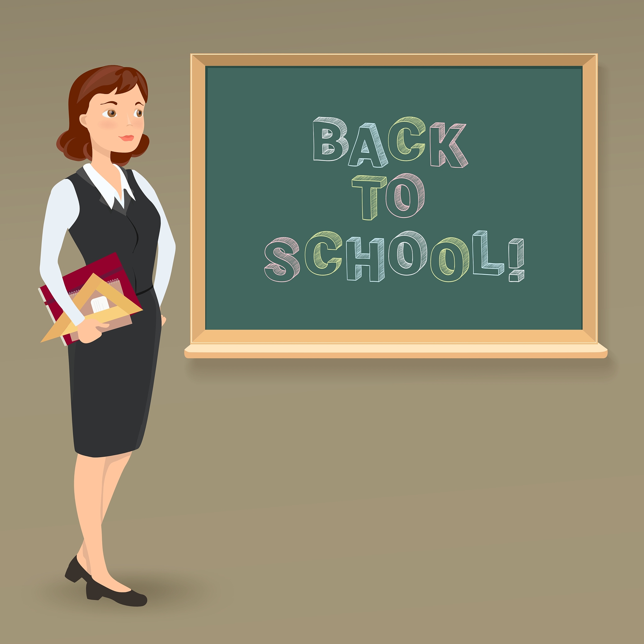 message on blackboard and teacher