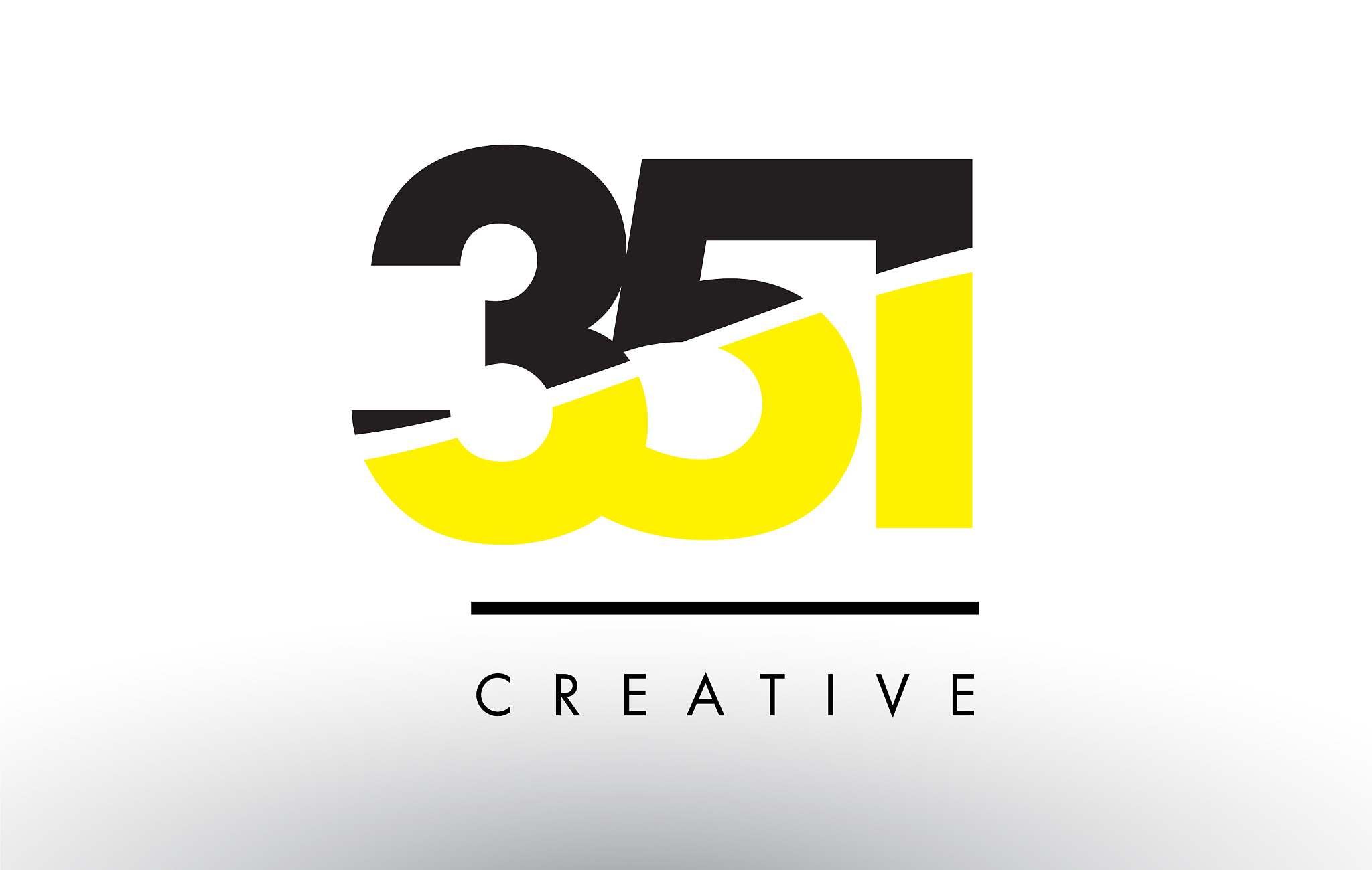 351 black and yellow number logo design