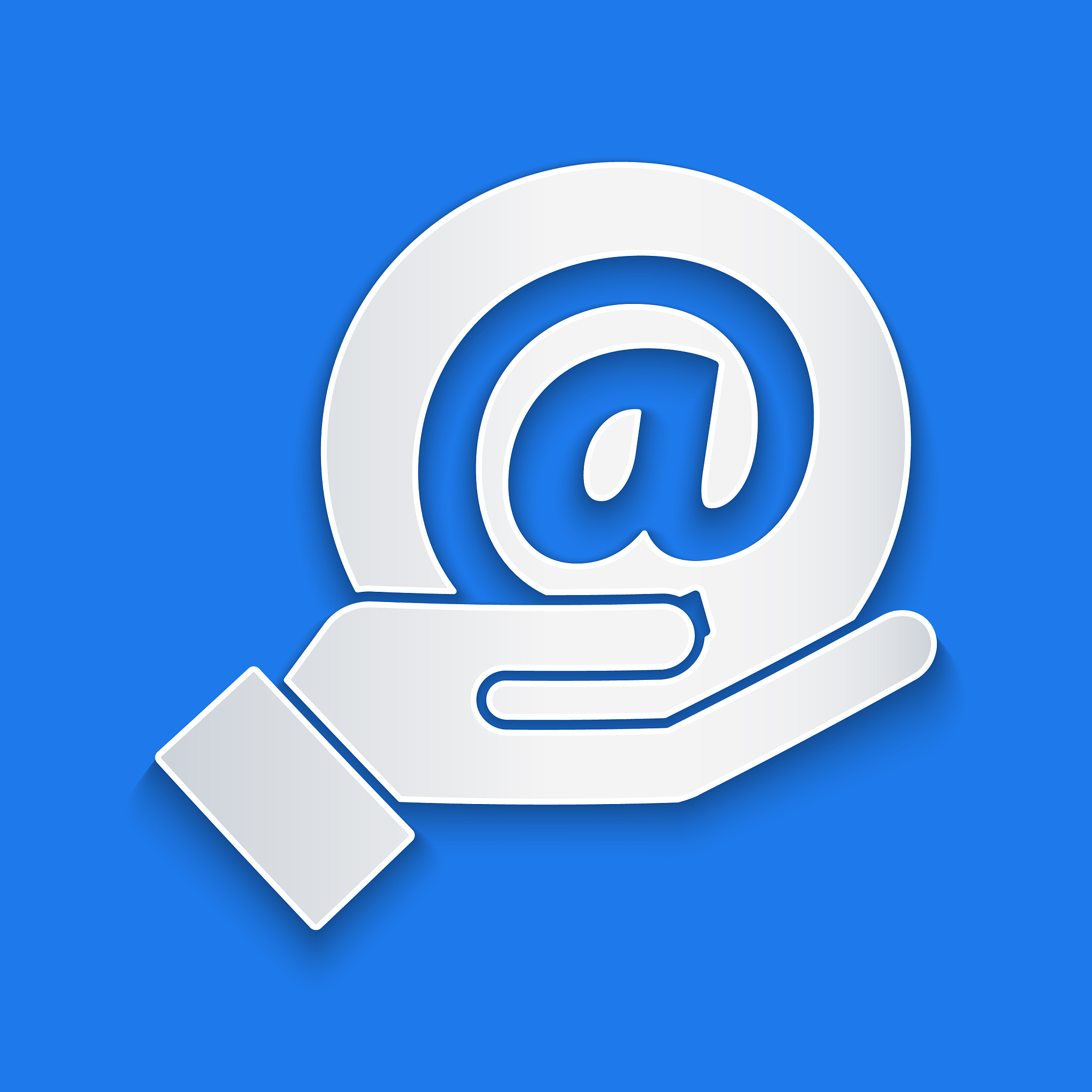 paper cut mail and e-mail in hand icon isolated on