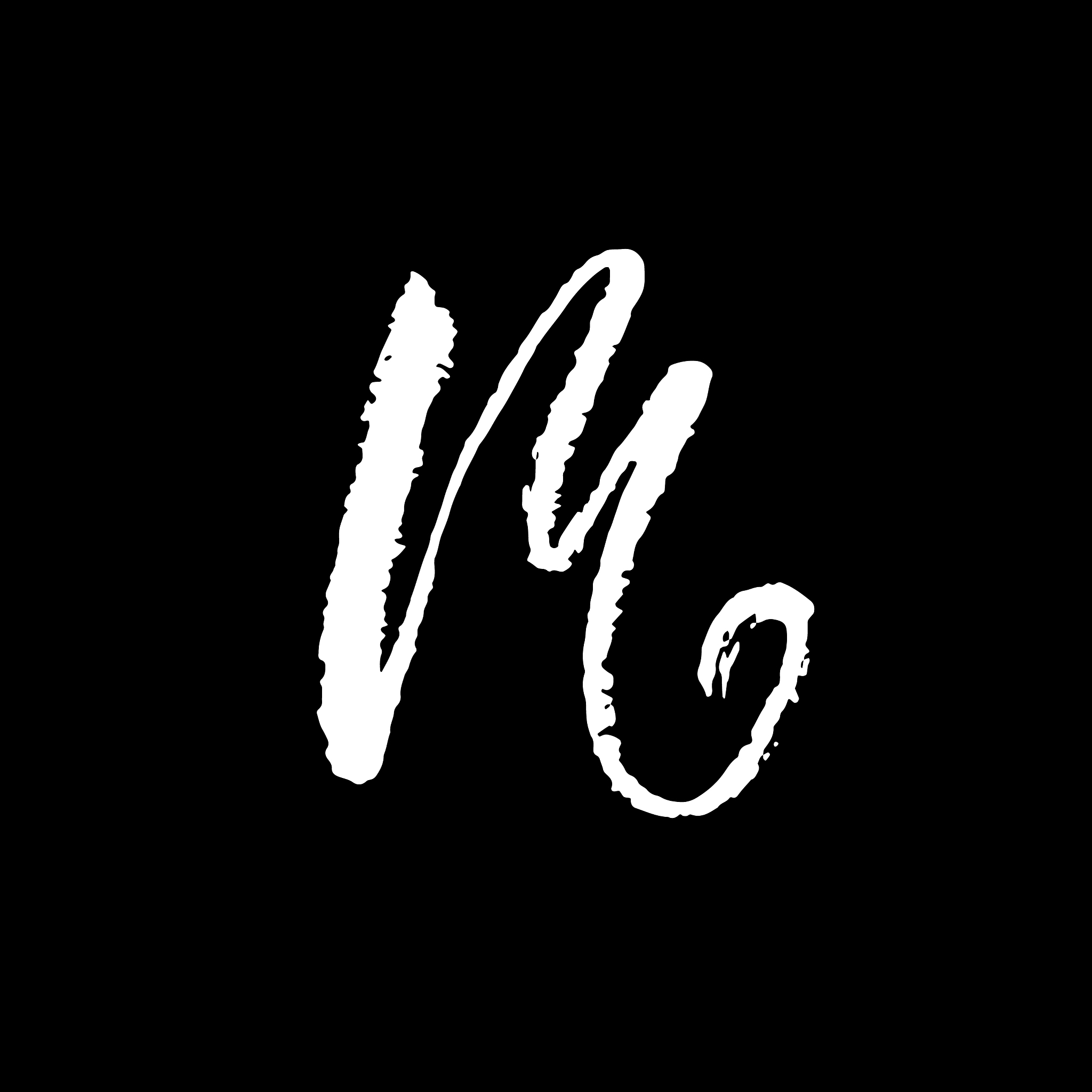 letter m handwritten by dry brush rough strokes