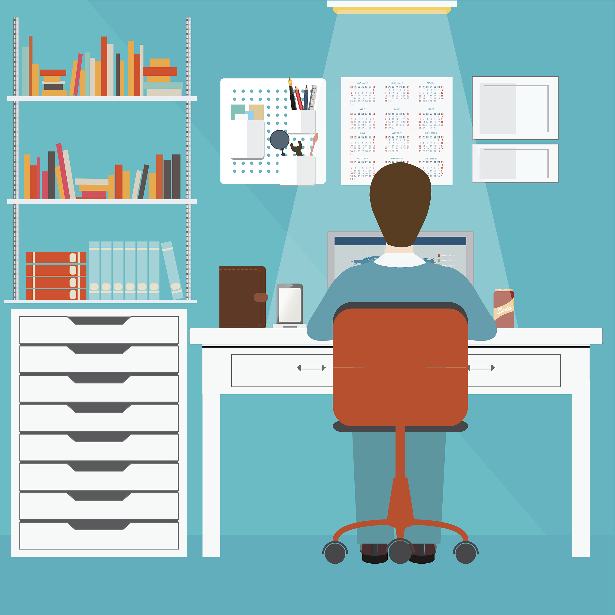 businessman working in home office.