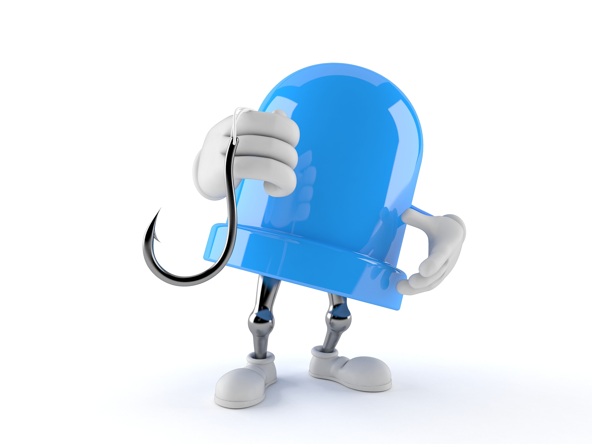 led character holding fishing hook