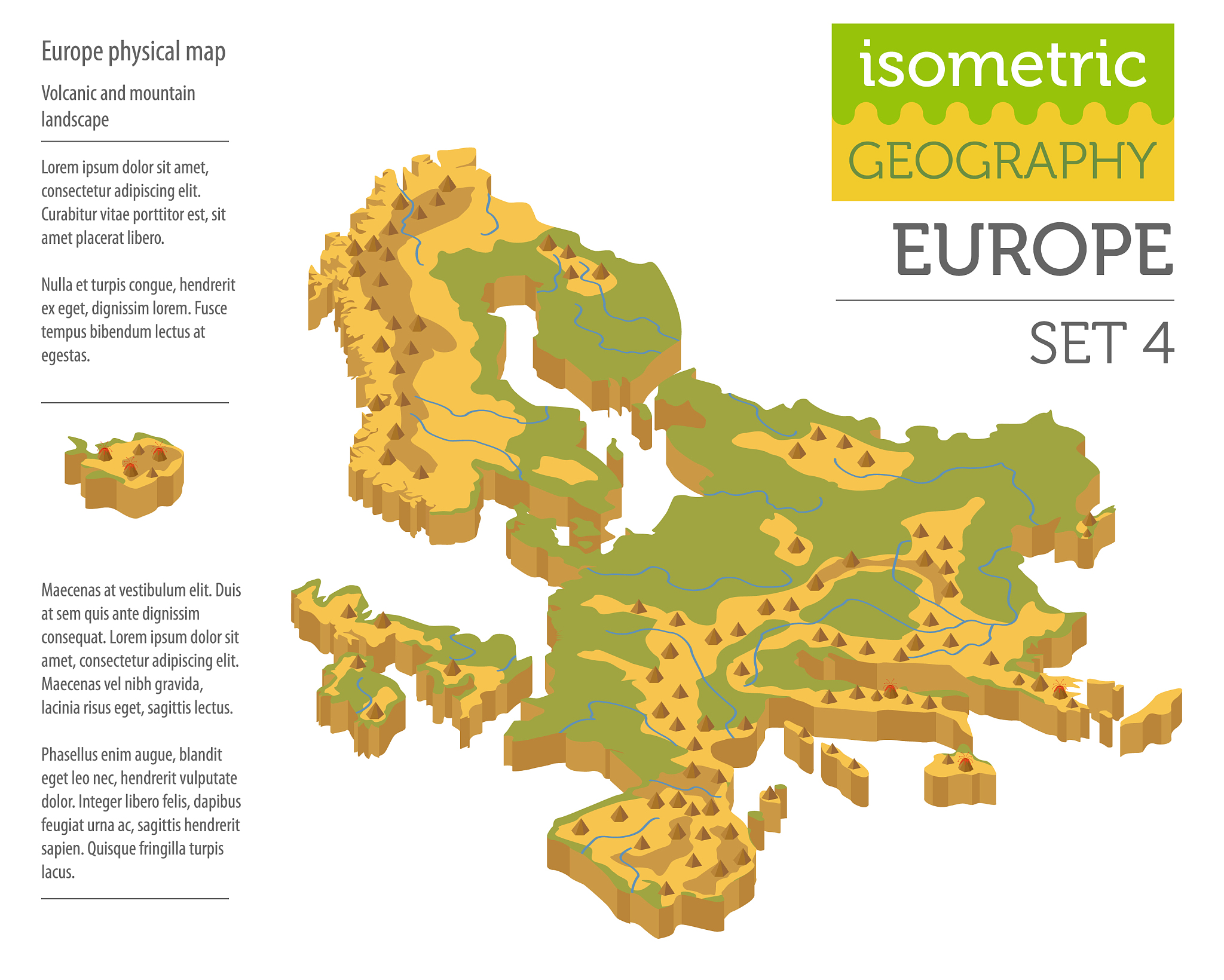 isometric 3d europe physical map constructor