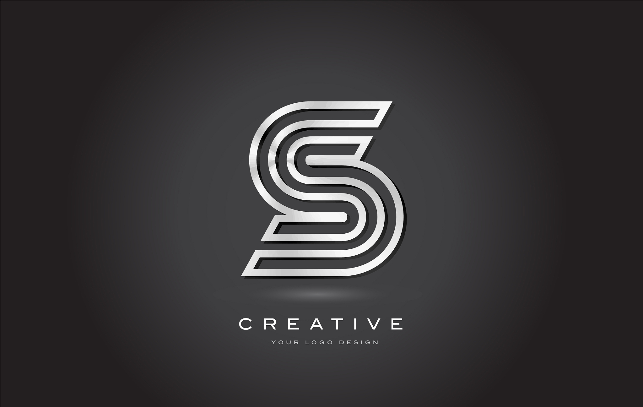 s silver steel letter monogram logo design