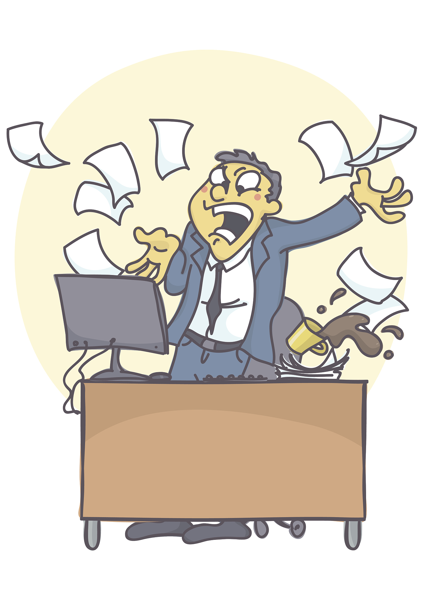 business man in the office, shouting angry at computer