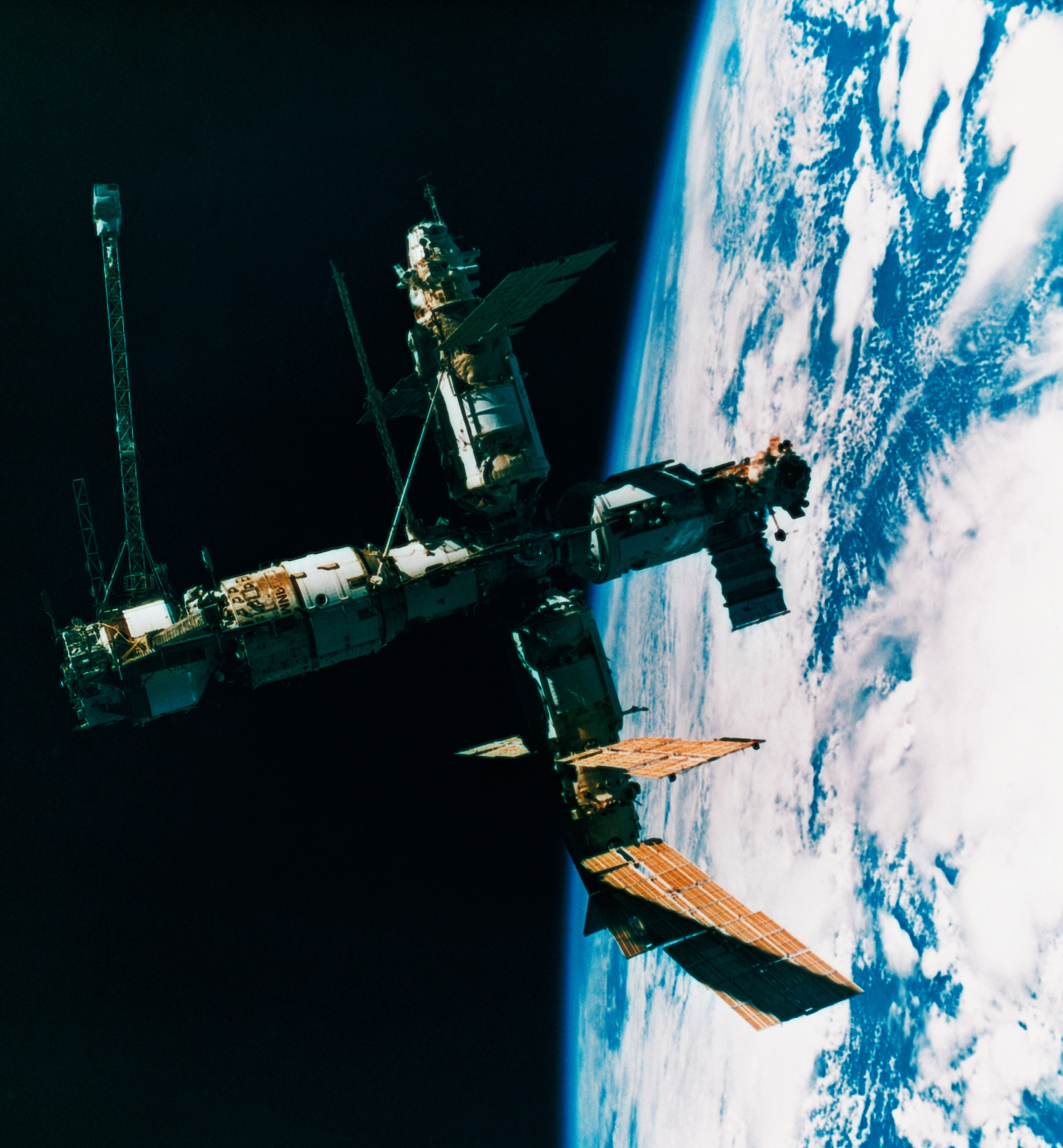 a space station in orbit around the earth