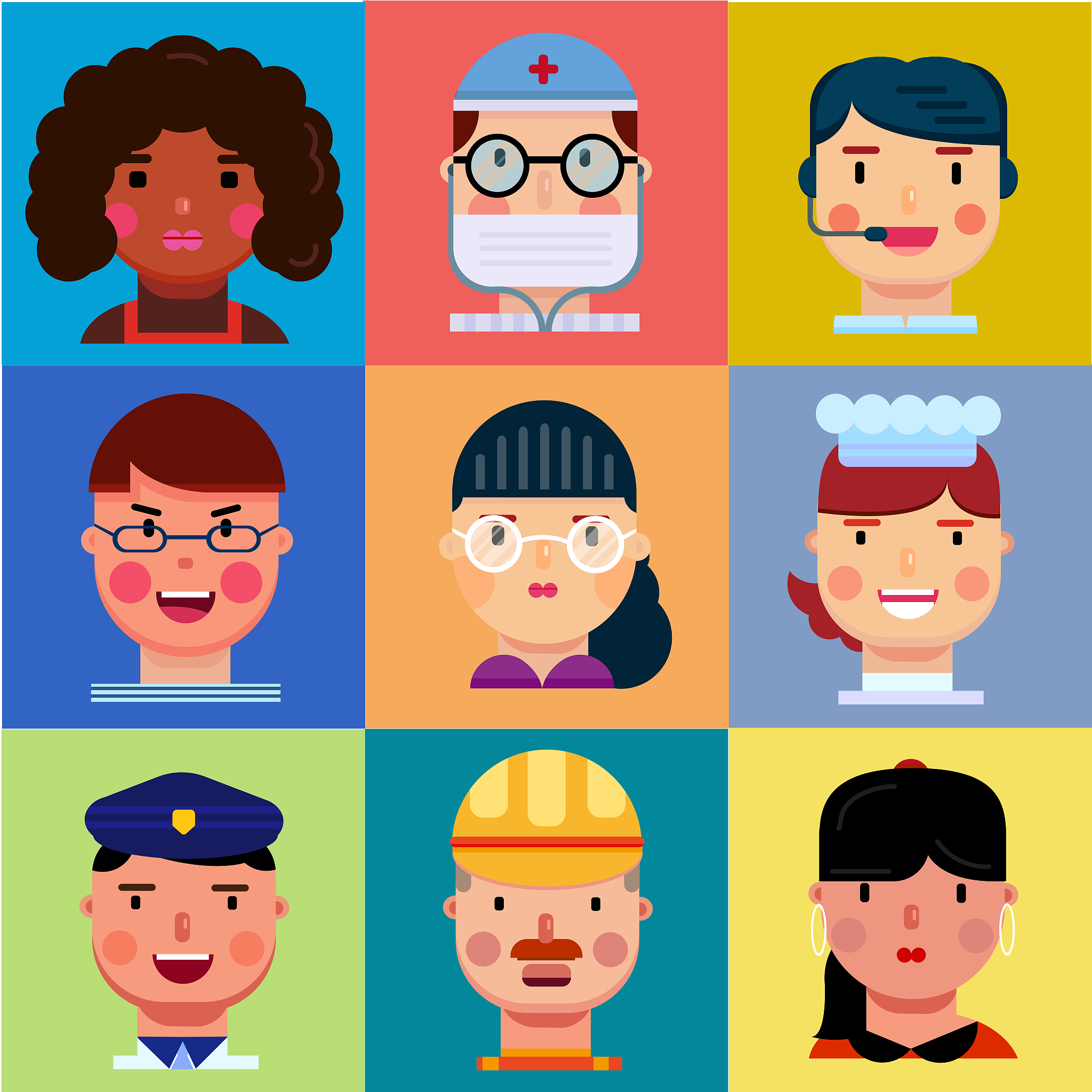 扁平风人物职业icon矢量图插画