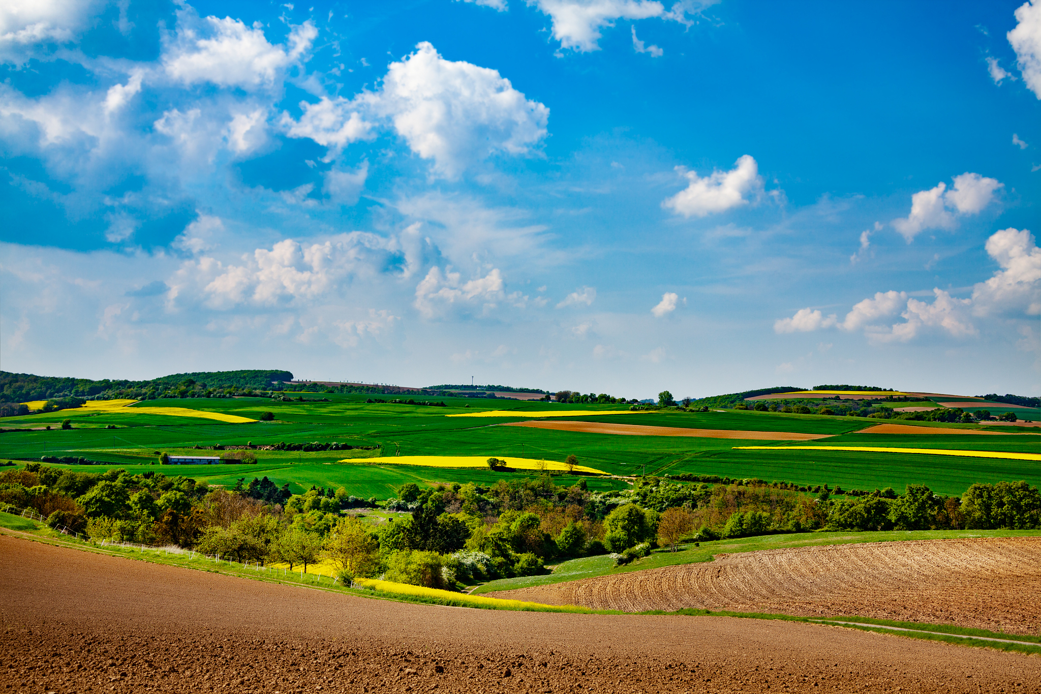 agricultural fields and hills in rural germany