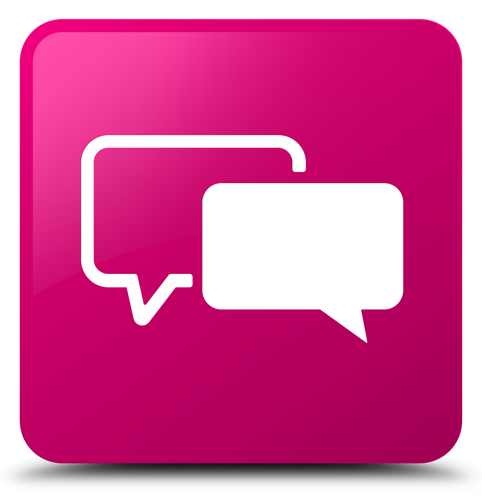 testimonials icon pink square button