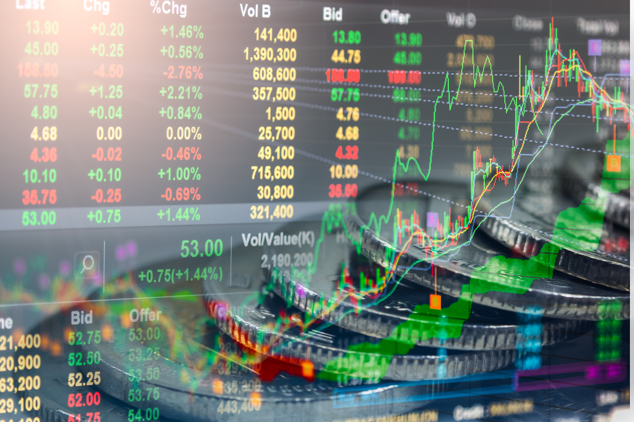 business man on stock market financial trade indicator backgroun