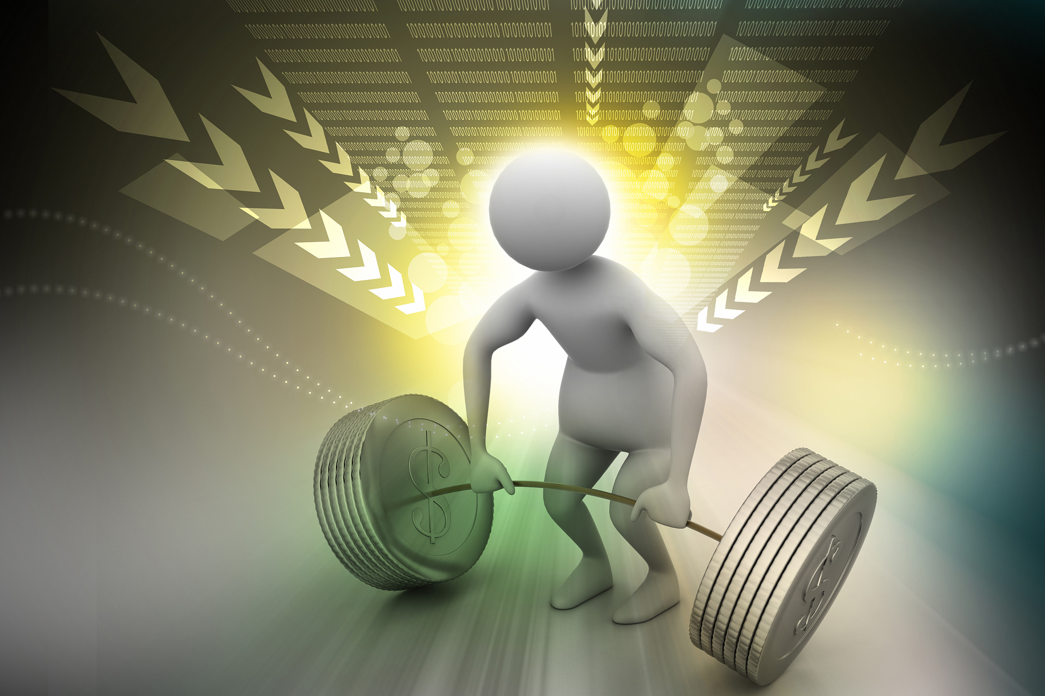 3d man lifting weights
