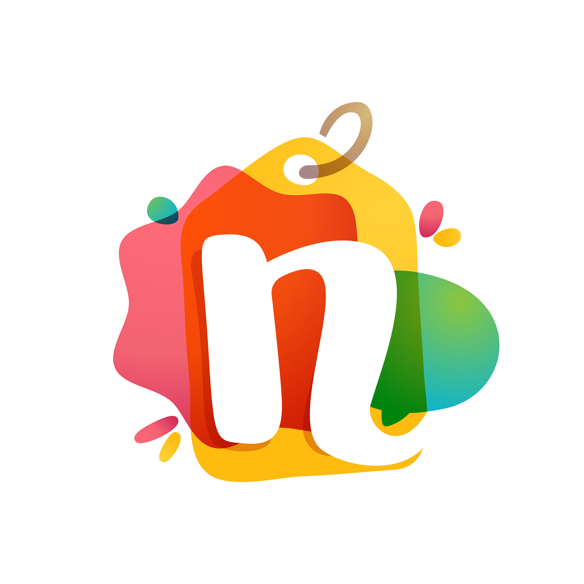 n letter logo with sale tag icon. watercolor overlay style. nega