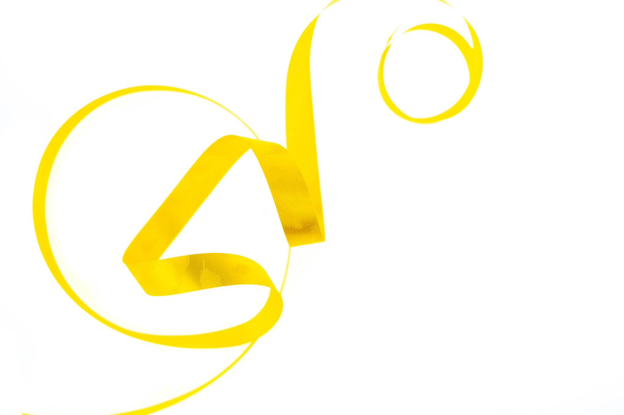 pink or yellow ribbon with bow isolated on white background.