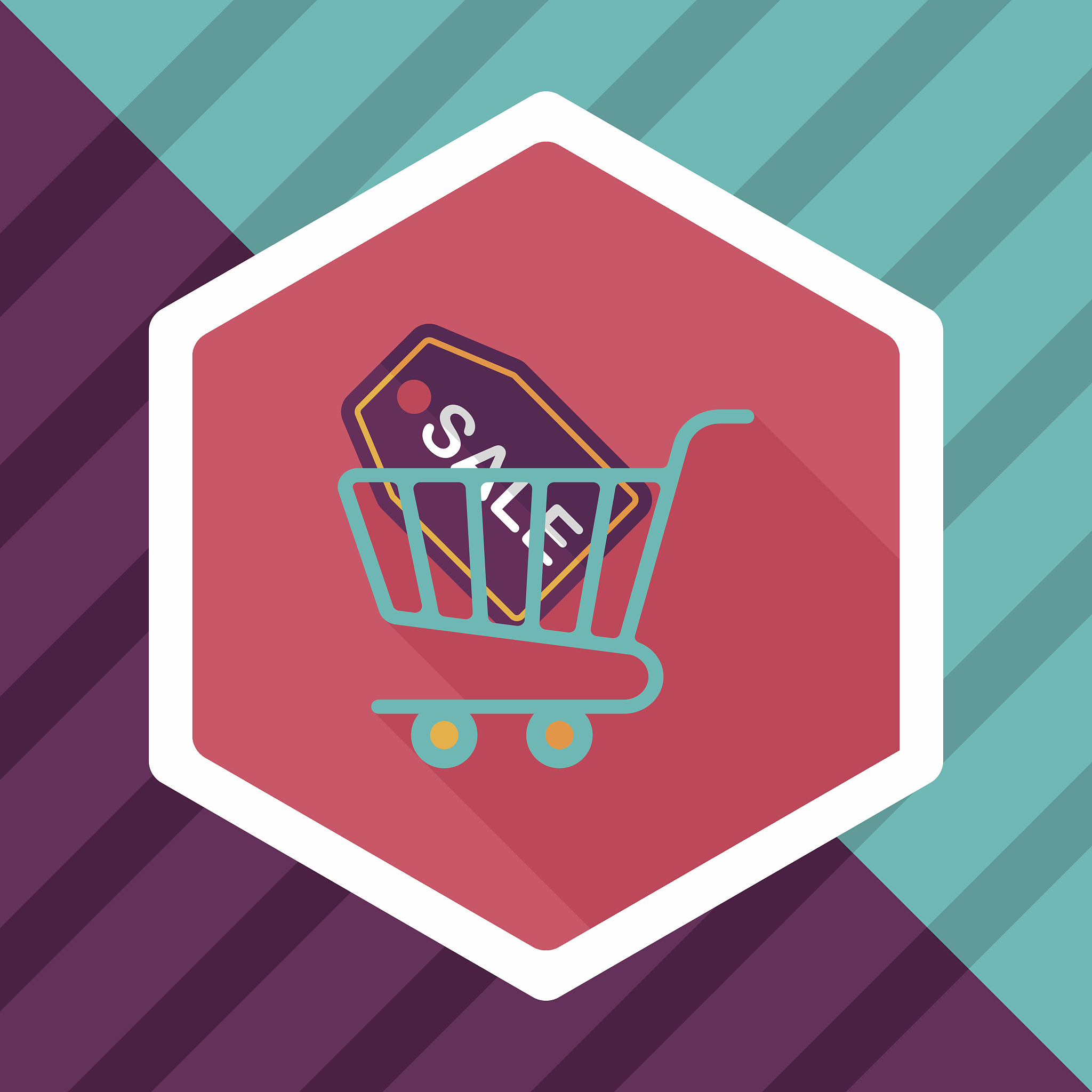 shopping cart flat icon with long shadow,eps10