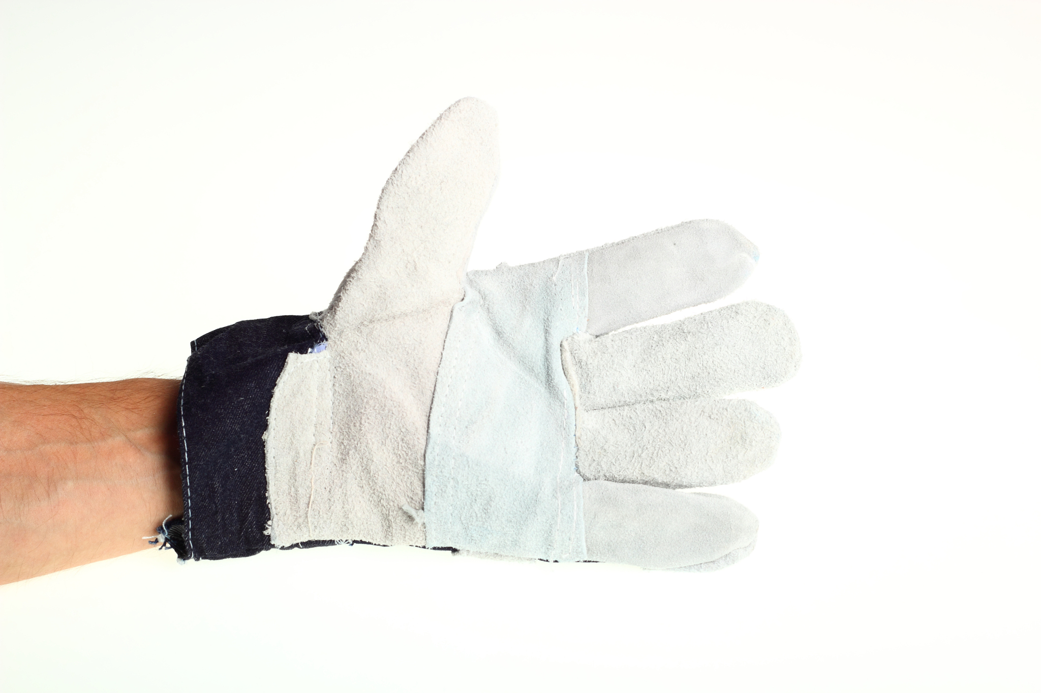 work glove on hand, open palm