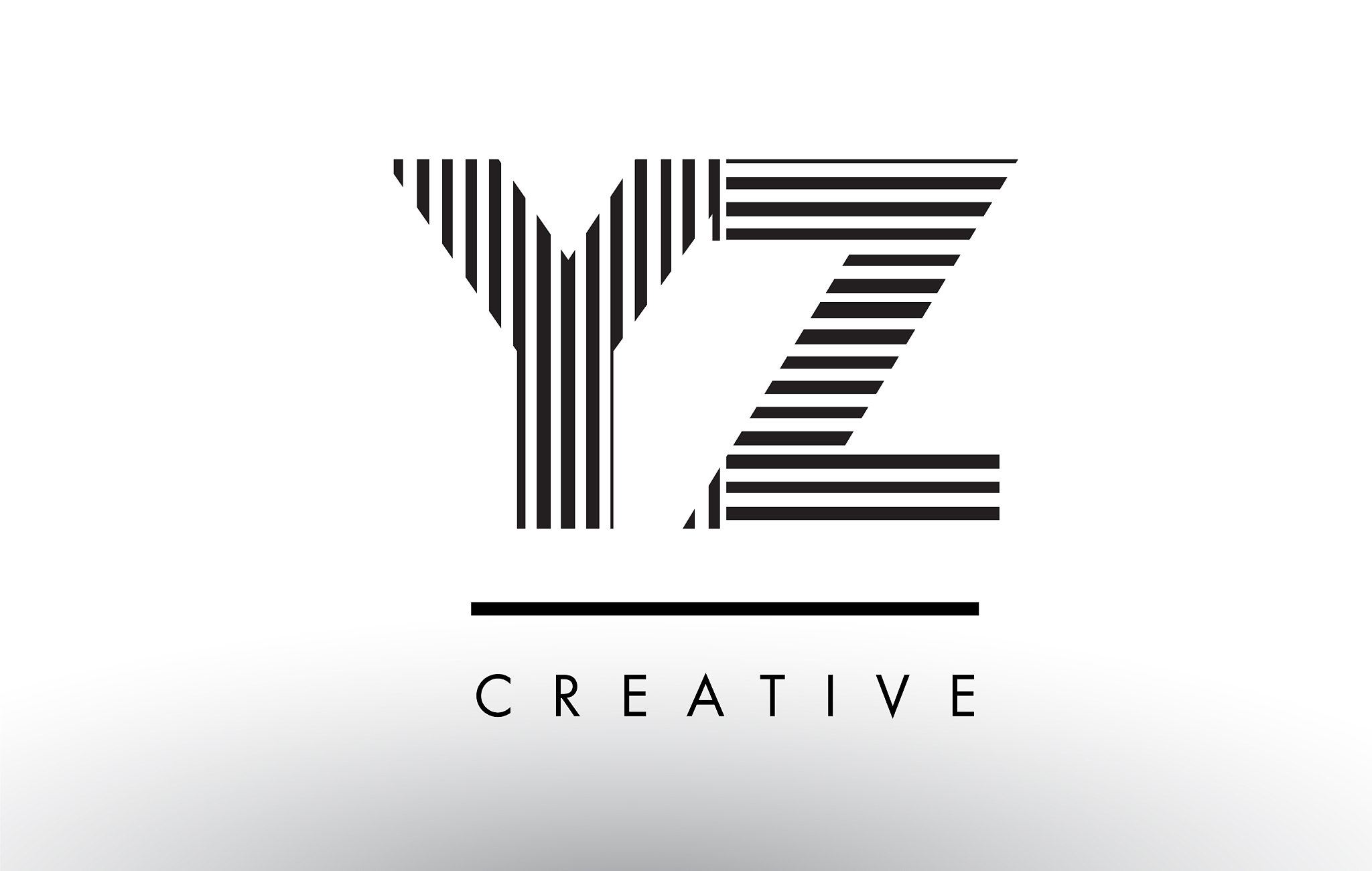 yz y z black and white lines letter logo design