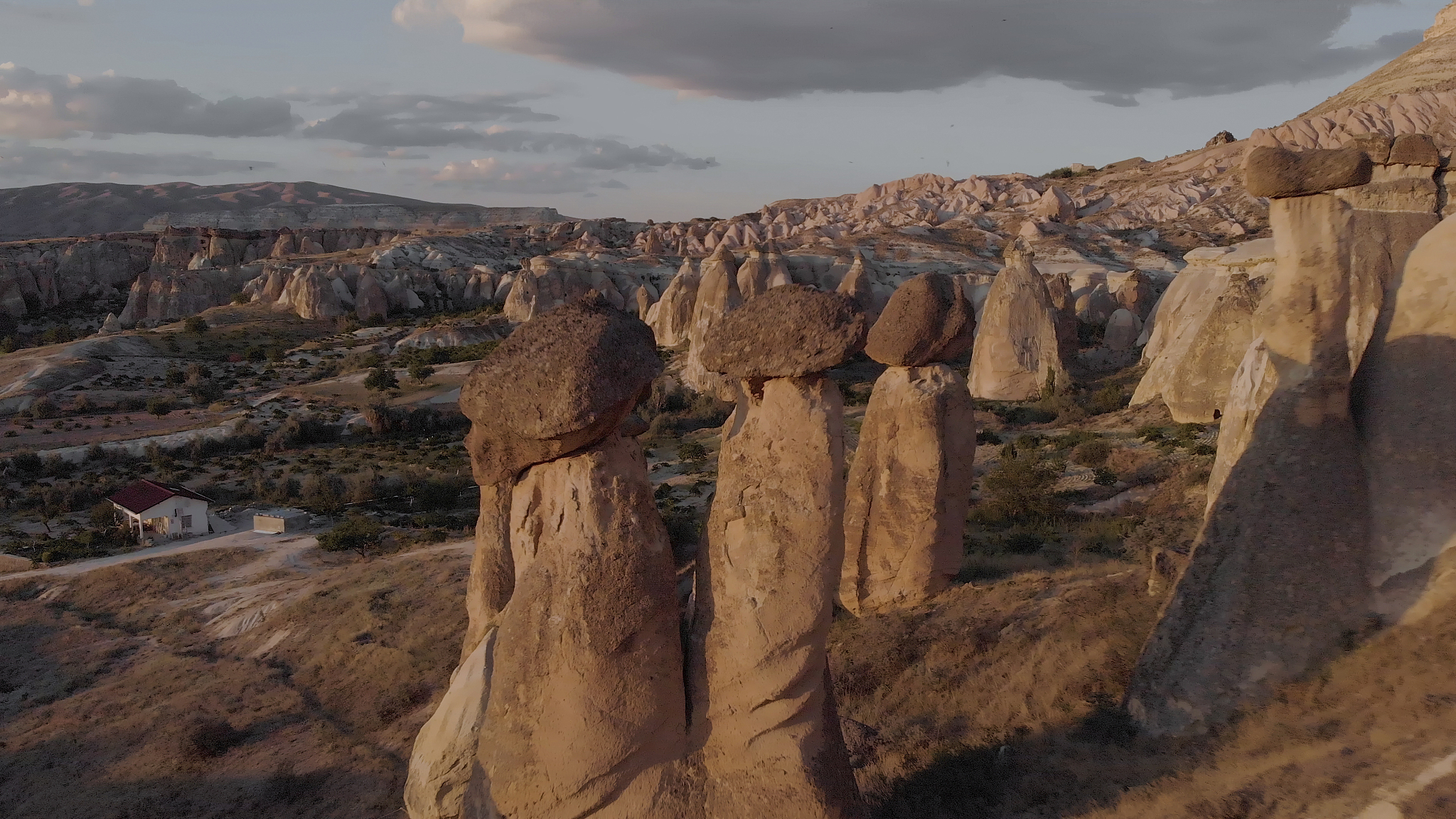 aerial view of iconic cappadocian desert scenes