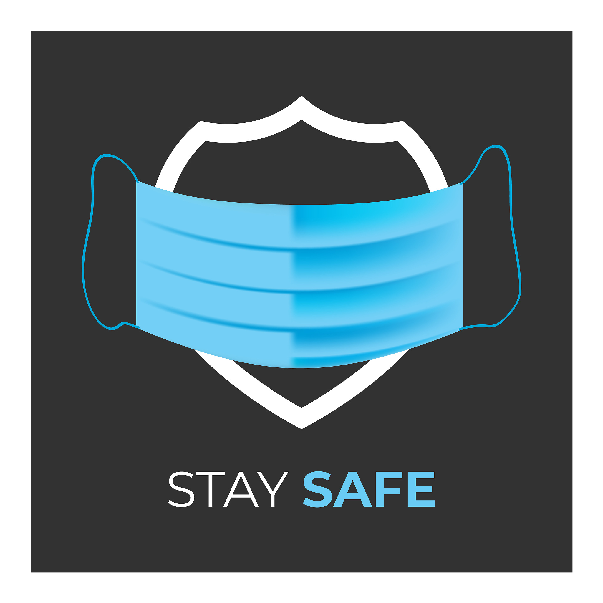 stay safe vector banner with the shield and mask