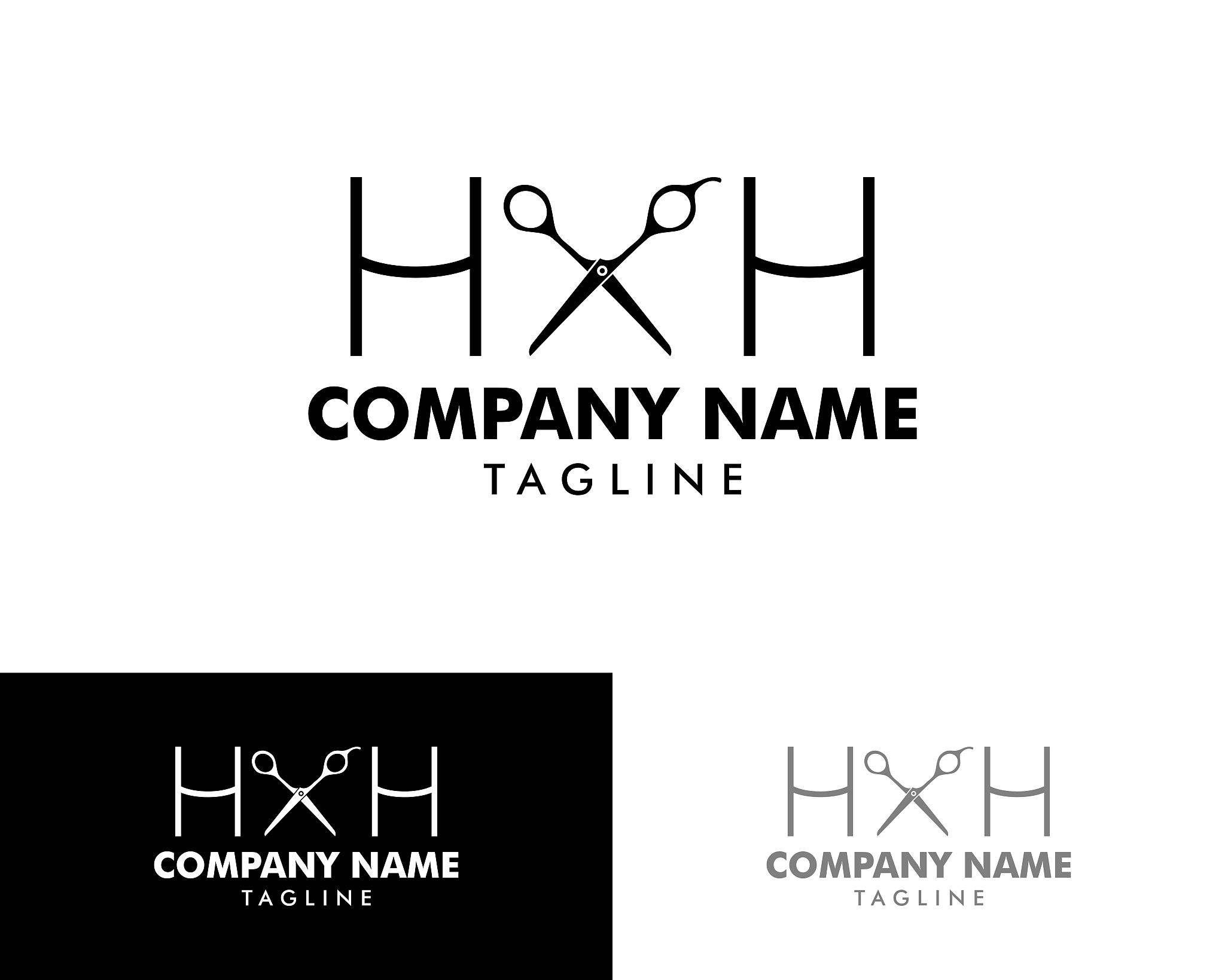 initial letter hh scissor   design concept