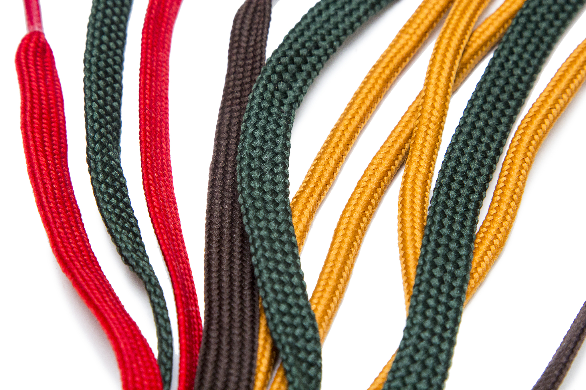shoe laces on white background