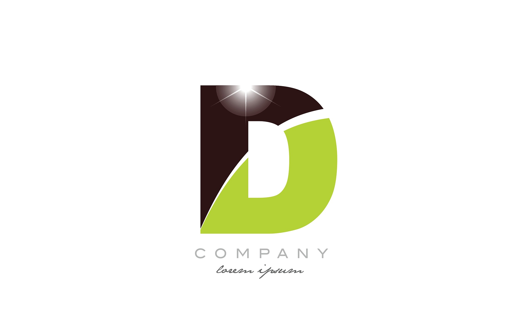 letter d alphabet in green and brown color for logo icon design