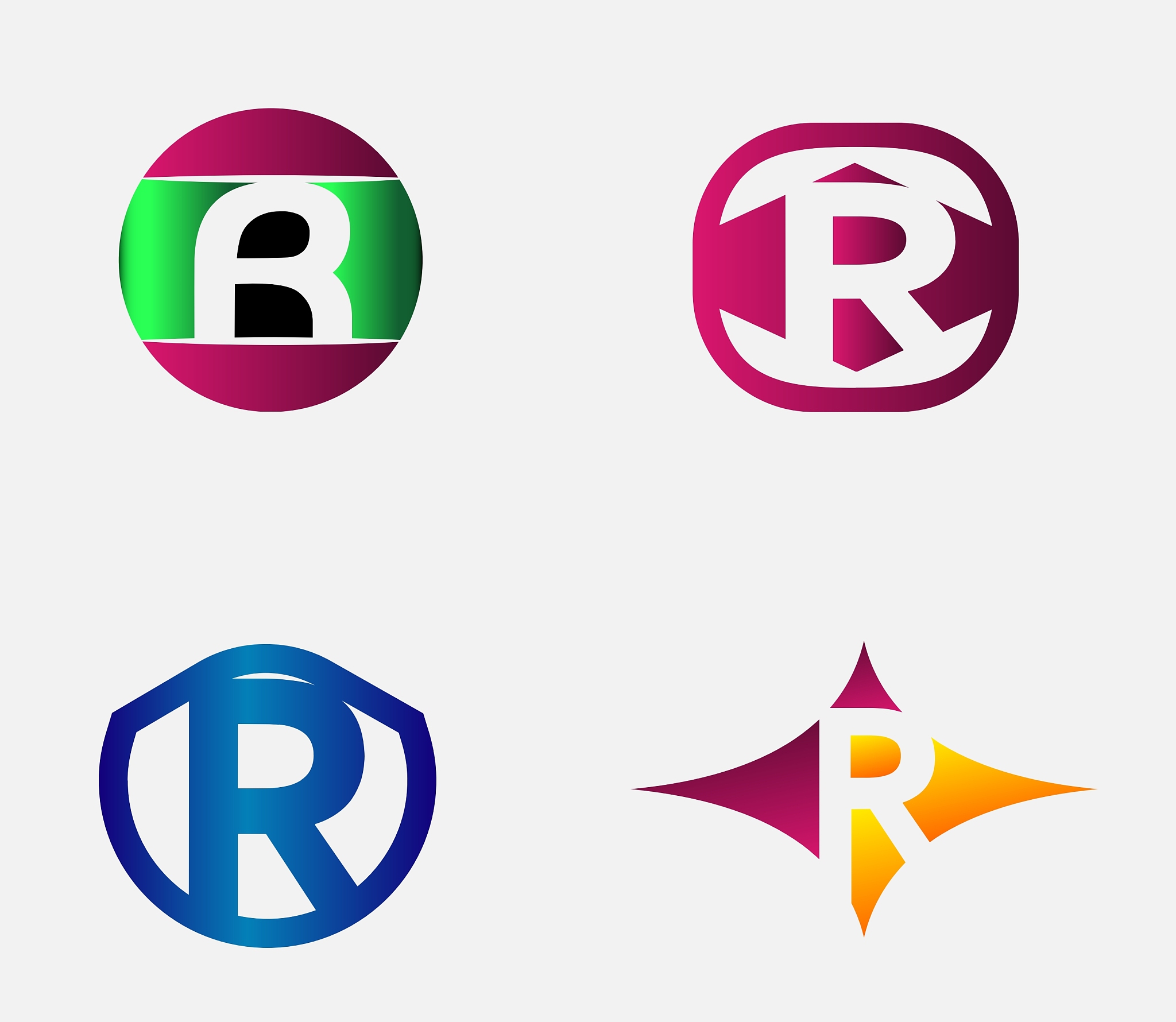 字母,英文字母<strong>r</strong>,品牌名称,设计元素,几何形状,圆形,粉色,绿色,弯曲