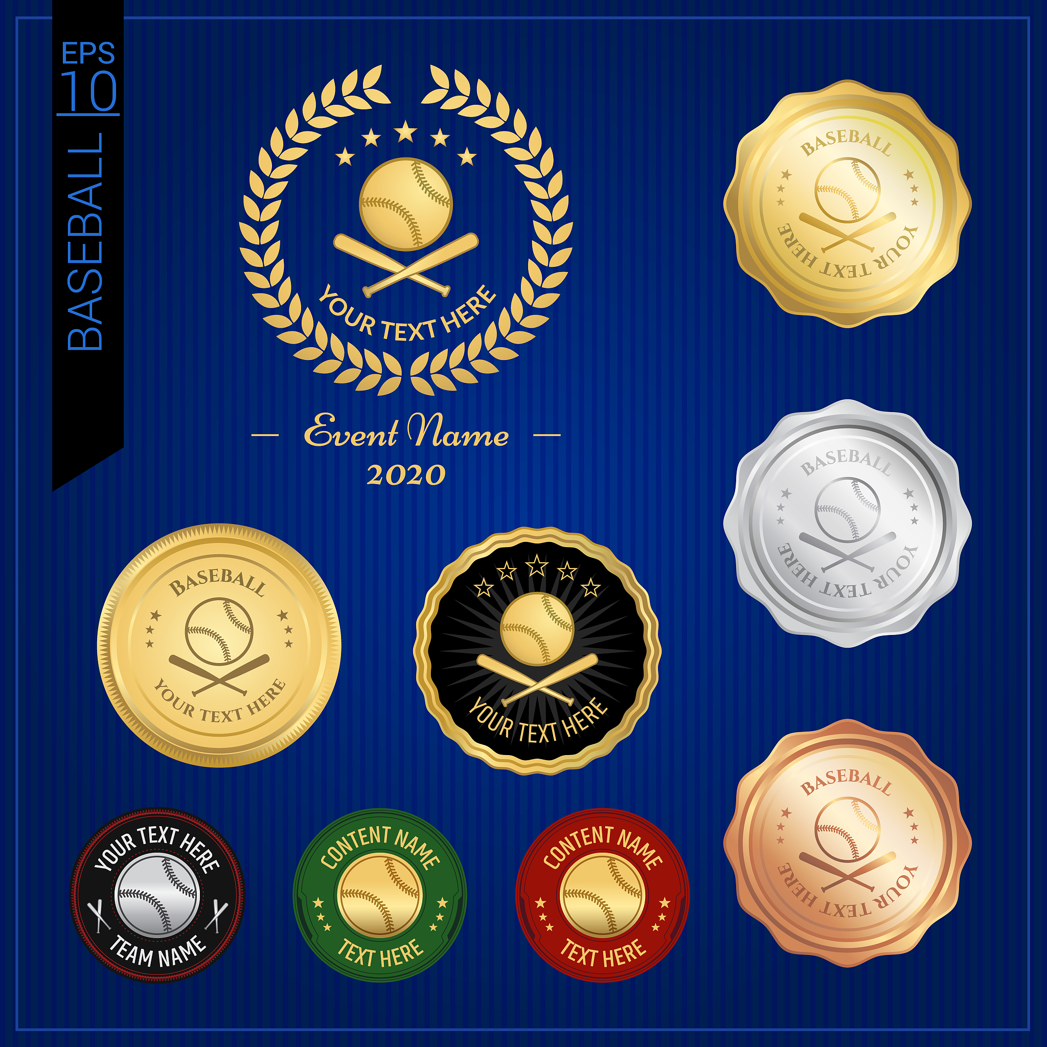 set of baseball badge label or emblem for sport